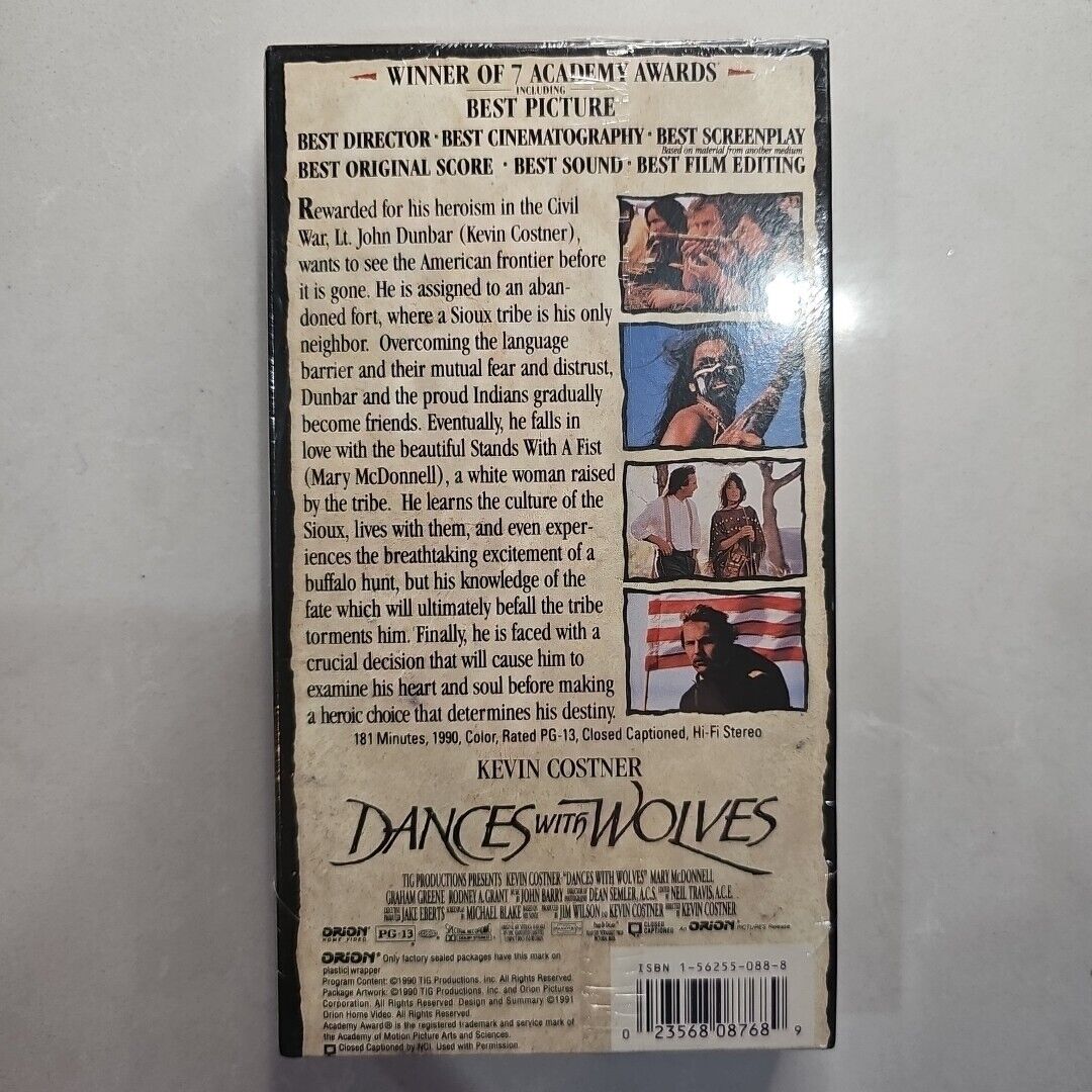 Dances with Wolves (VHS, 1993) Kevin Costner [BRAND NEW SEALED]