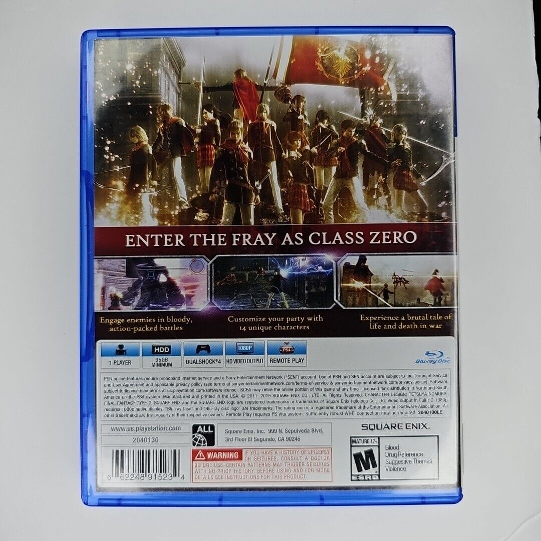 Final Fantasy Type-0 HD -- Day One Edition (Sony PlayStation 4, 2015)