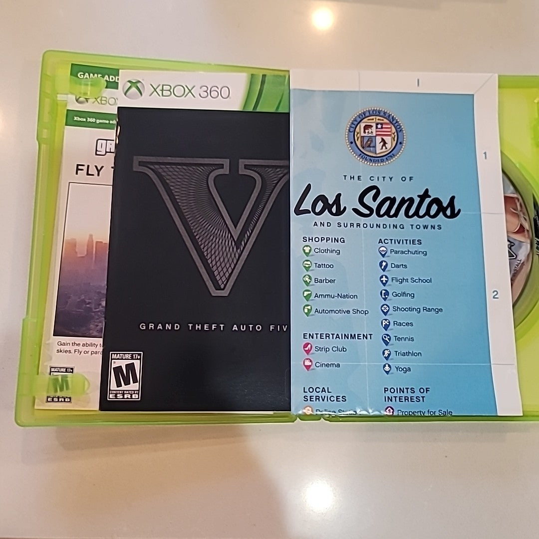 Grand Theft Auto 5 V (Xbox 360, 2013) Clean Tested Working w/ Map