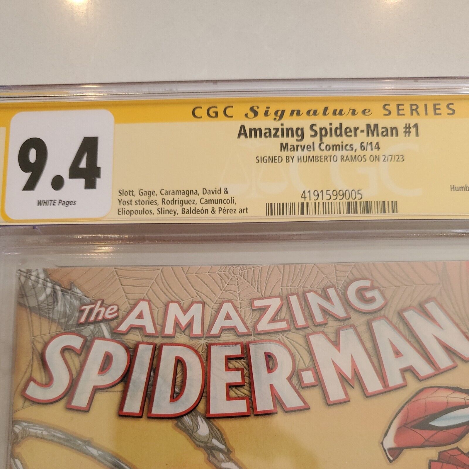 Amazing Spider-Man #1 CGC 9.4 SS 1st Cindy Moon SILK 2014 HUMBERTO RAMOS COVER