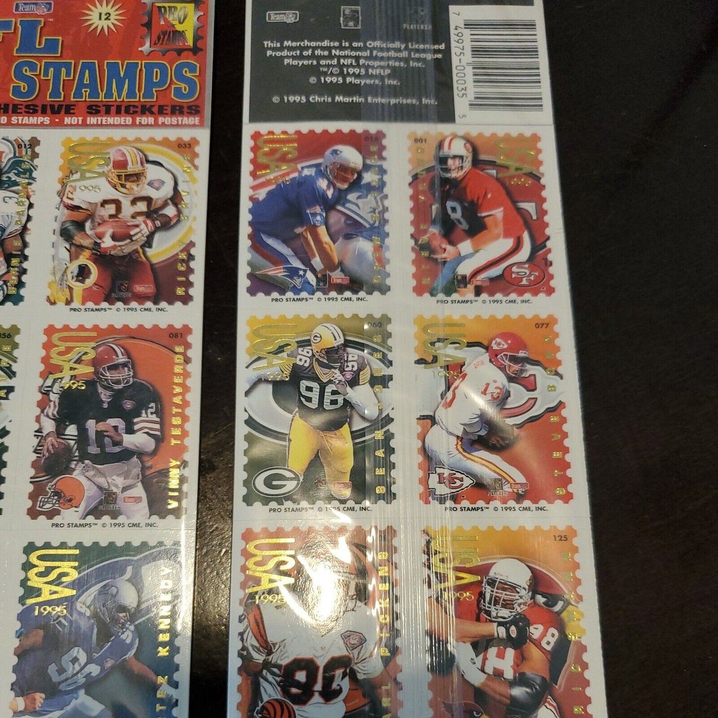 Vintage 1995 NFL Pro Stamps Stickers (12) NIP SEALED RARE Farve Young LOT OF 2