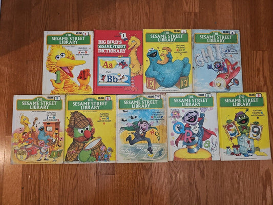 Vintage Complete Set of The Sesame Street Library Books Vol. 1-9 Hardcover Book