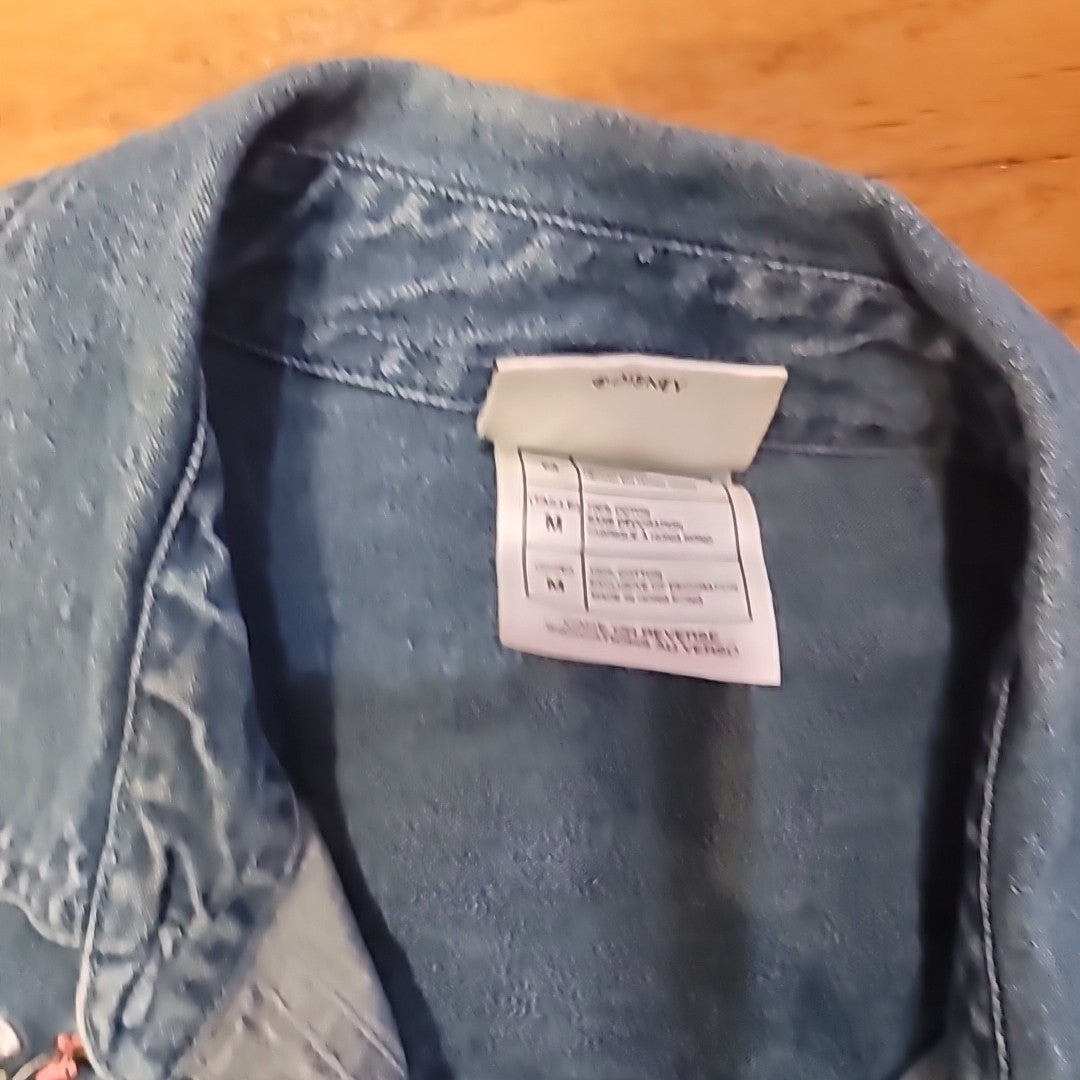 Vintage Disney Shirt Women's M Blue Y2K Denim Winnie The Pooh Embroidered 