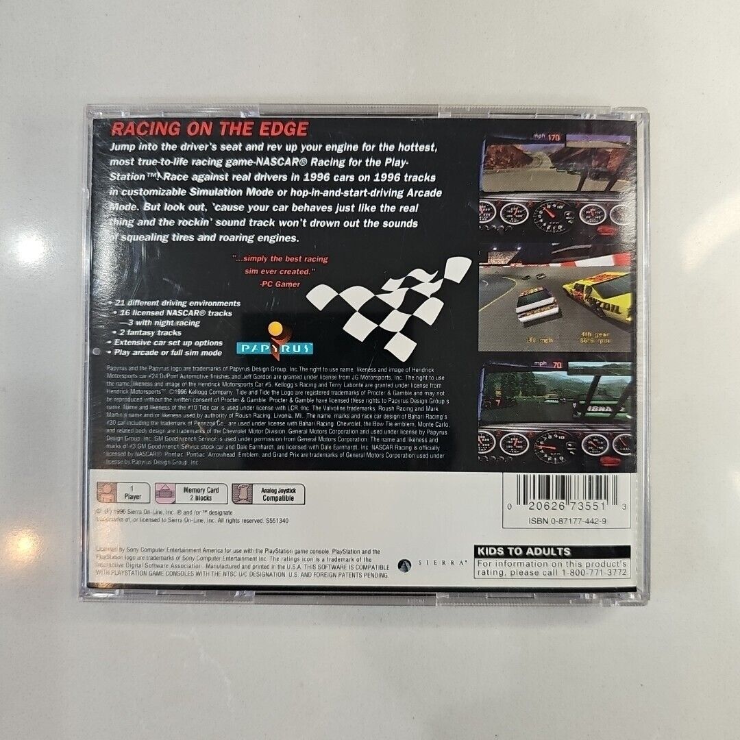 Nascar Racing Sony Playstation 1 1996 PS1 Complete Registration Tested Rare CIB