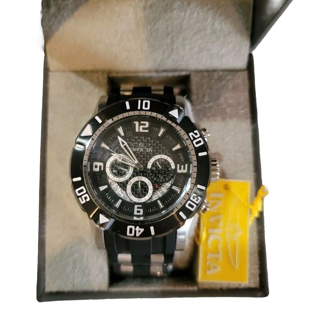 Invicta Men's Pro Diver Chronograph Black Dial Black Polyurethane Watch 23696