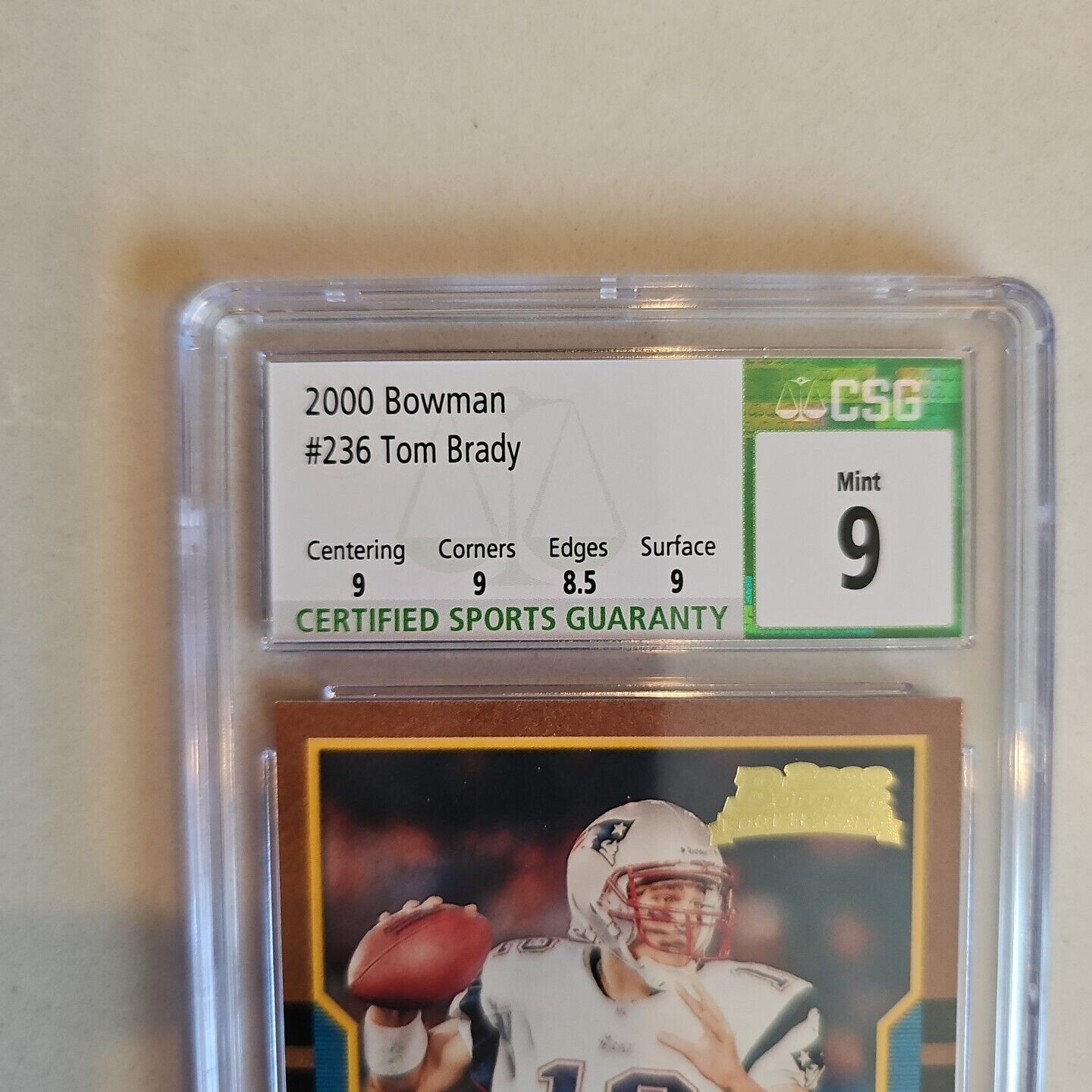 Tom Brady 2000 Bowman RC #236 CSG 9 Mint