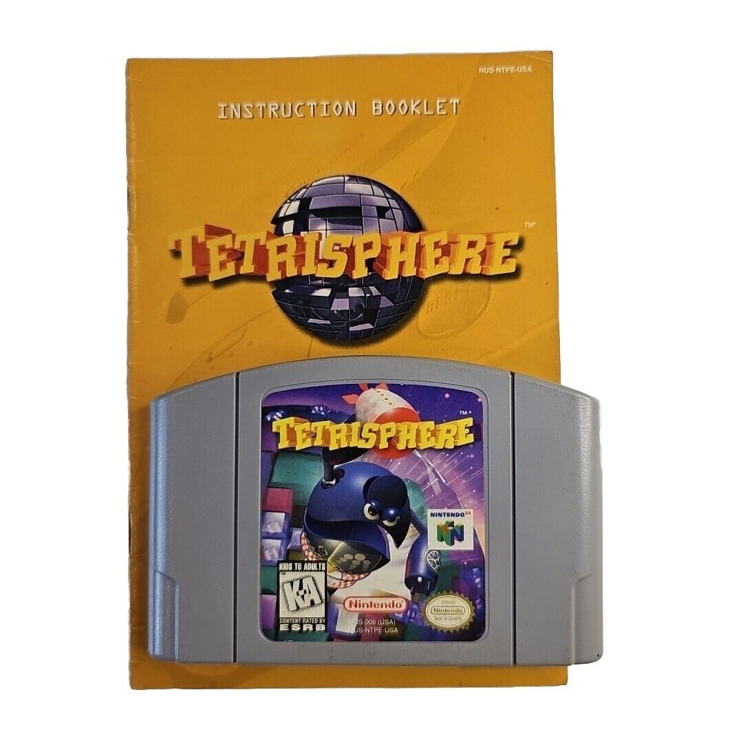 Tetrisphere Nintendo 64 1996 N64 Authentic Cartridge Manual & Clear Case