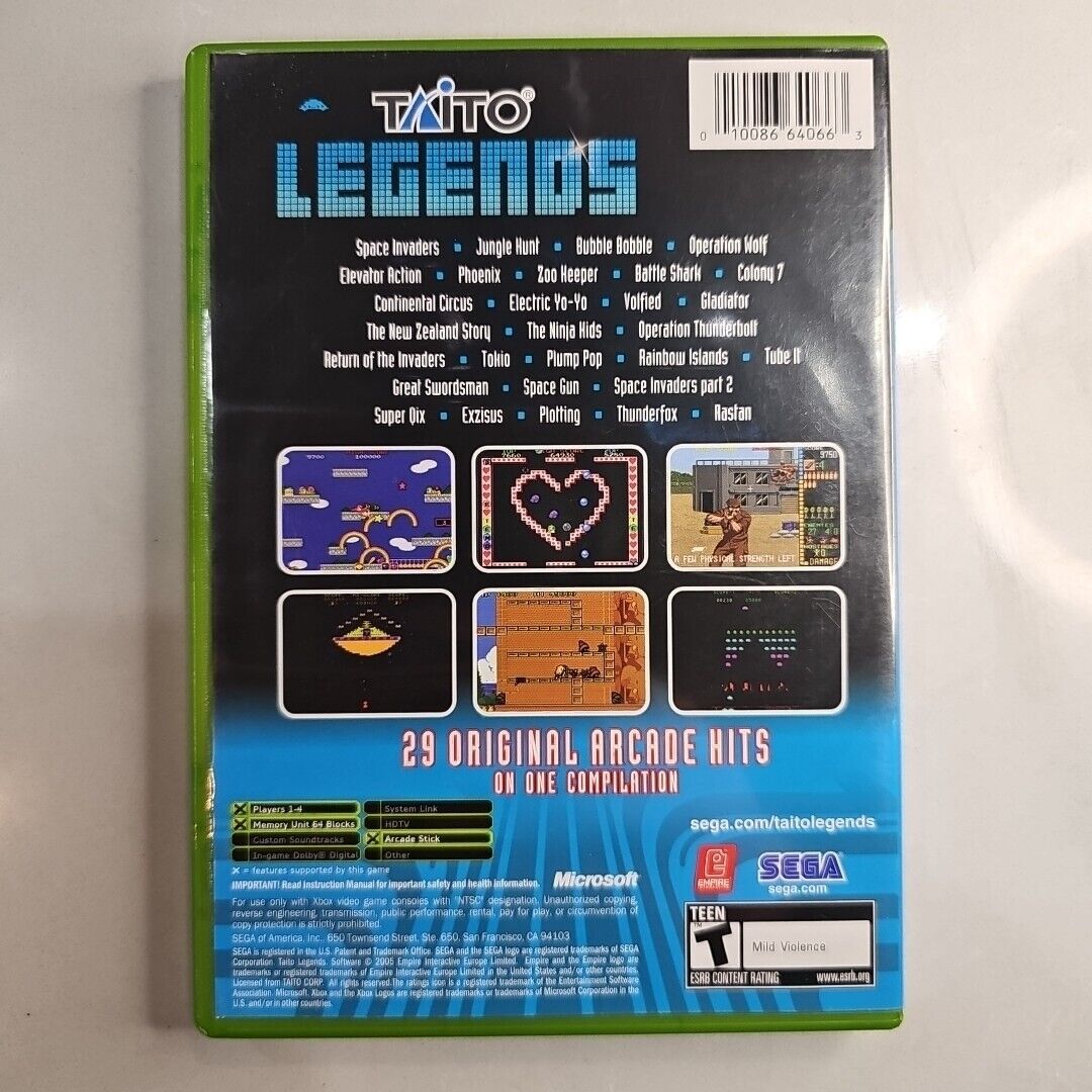 Taito Legends - Xbox - Complete w/ Game, Case, Cover Art & Manual - 29 Games