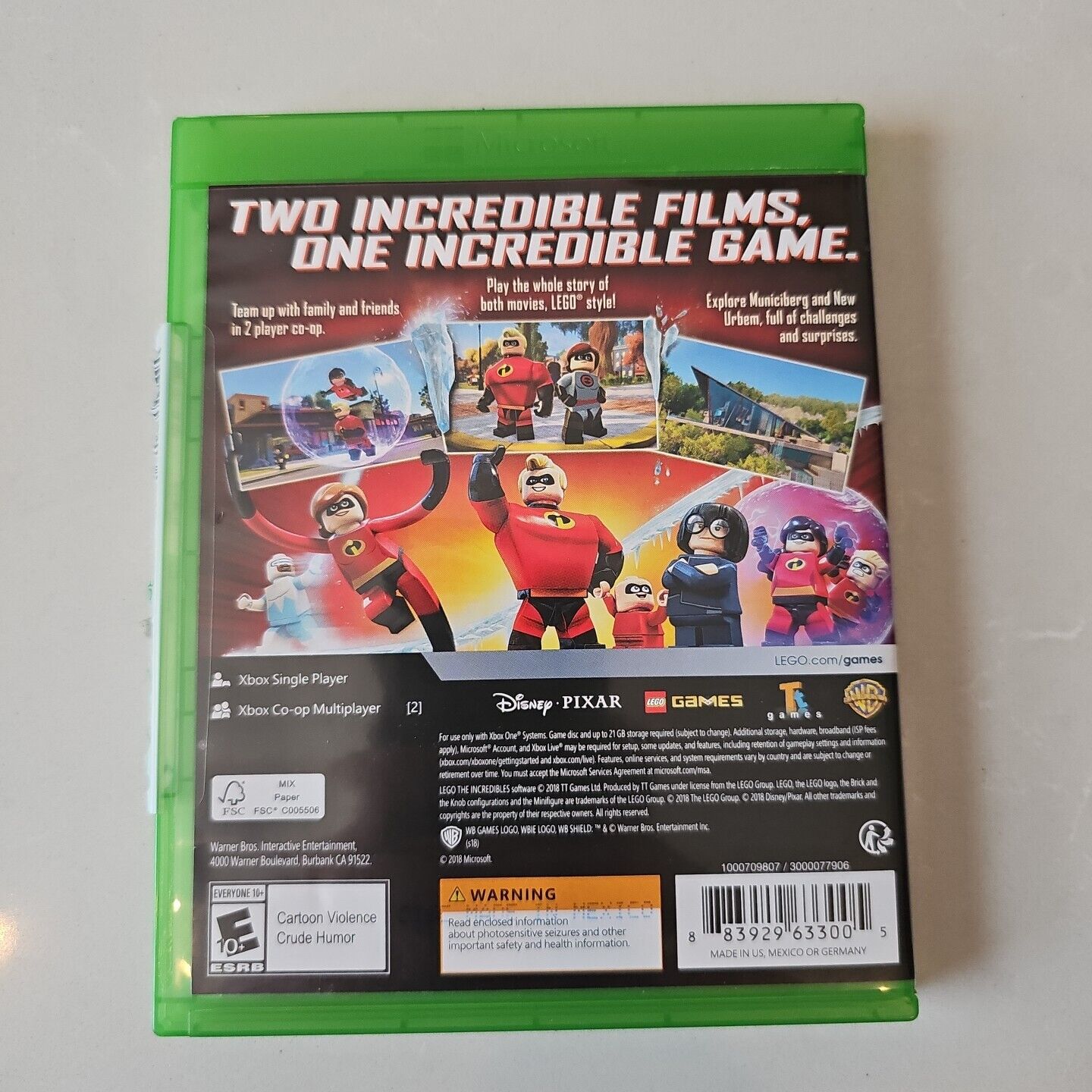 Lego The Incredibles Microsoft Xbox One by Disney Pixar Case Included Tested