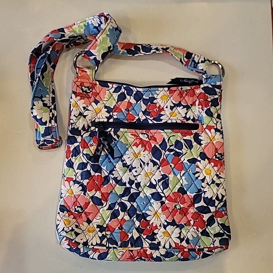 Vera Bradley Flowered Crossbody Hipster Bag Red, Blue, White, Green