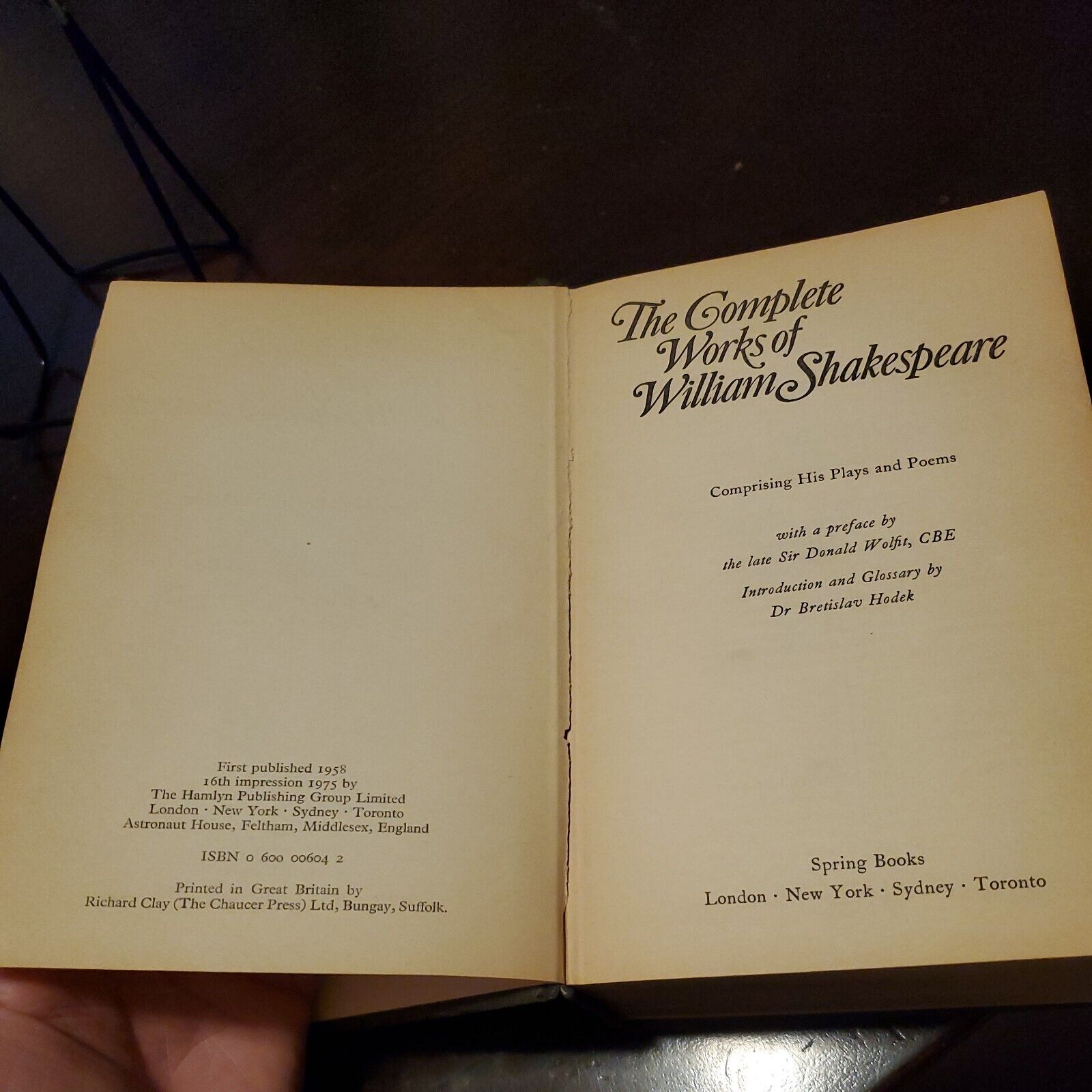 The Complete Works of William Shakespeare Hardcover 1975 Spring Books