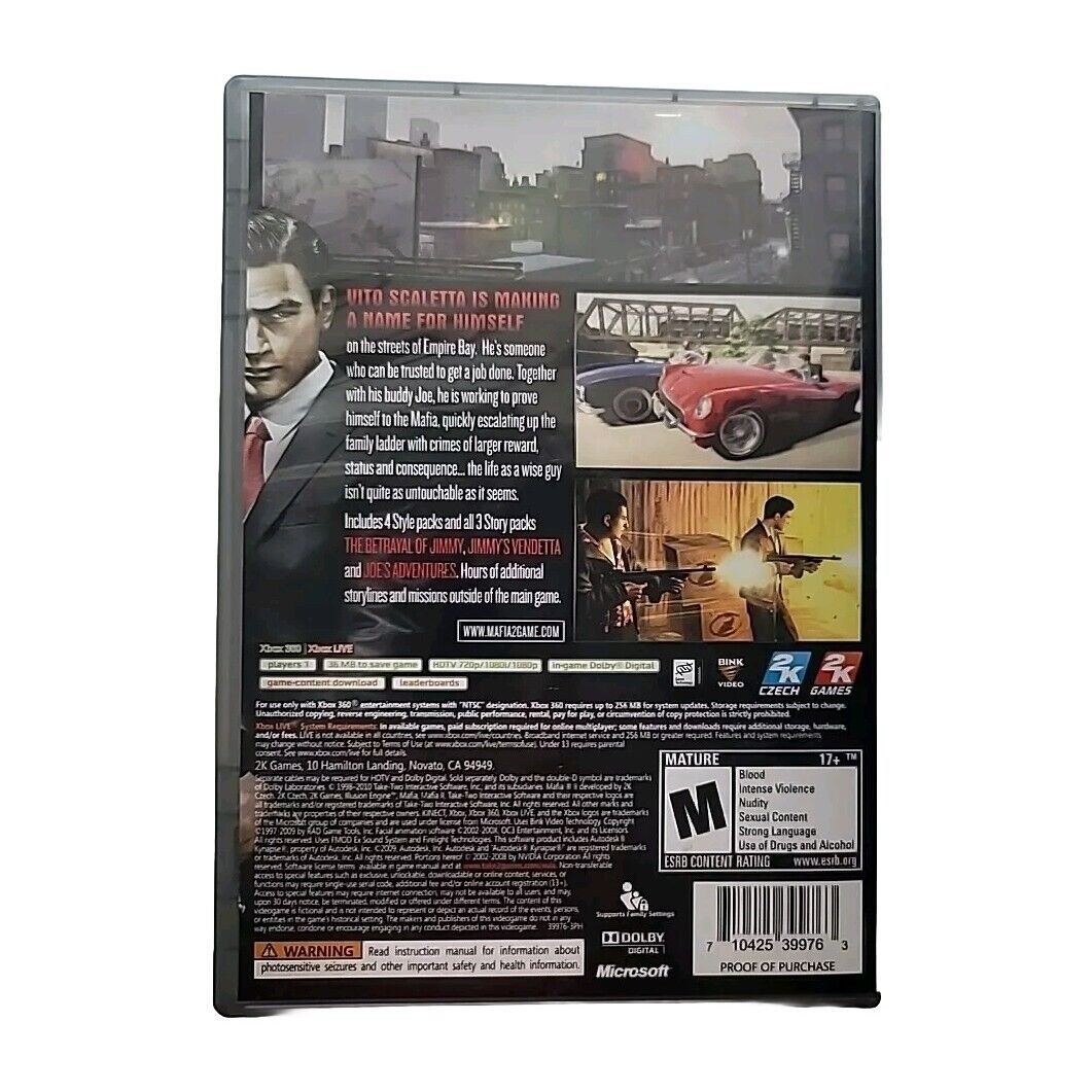 Mafia II (Microsoft Xbox 360, 2010) CIB