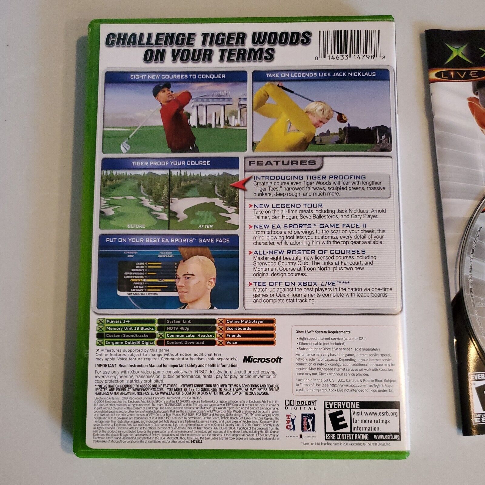 Tiger Woods PGA Tour 2005 (Microsoft Xbox, 2004) Complete CIB SB2