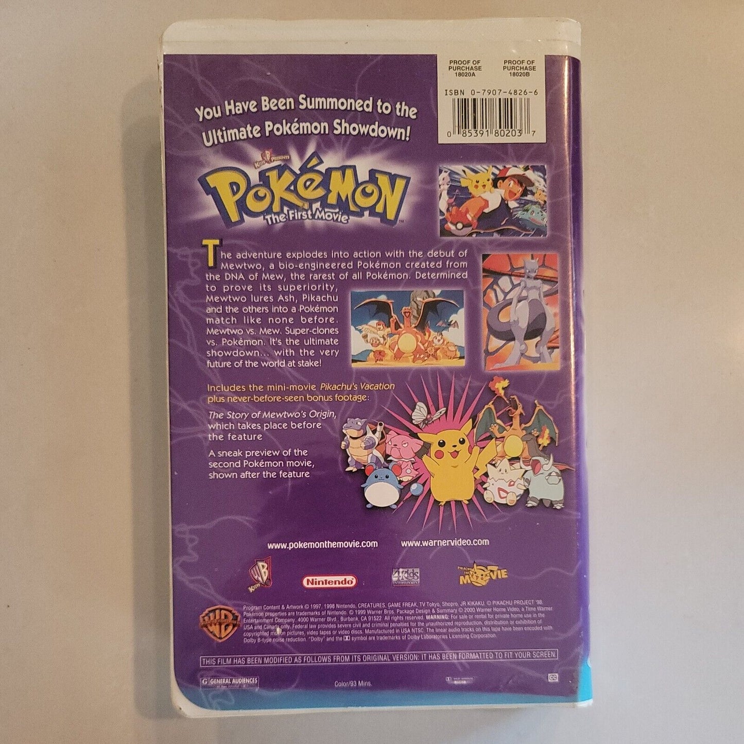 Pokémon the First Movie: Mewtwo Strikes Back (VHS, 2000, Clamshell) BB1