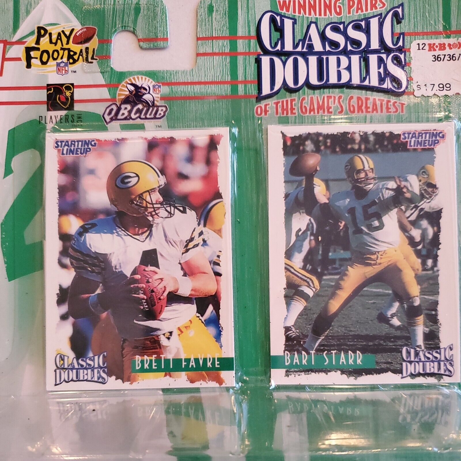 1997 Starting Lineup Classic Doubles Brett Favre / Bart Starr Green Bay Packers