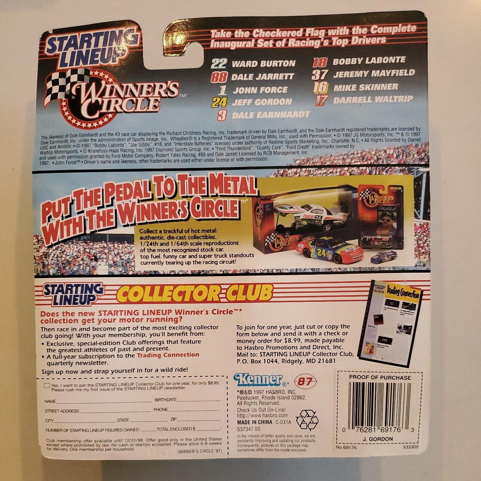 1997 Kenner Starting Lineup *Jeff Gordon/DuPont* Winner’s Circle-Figure w/Card