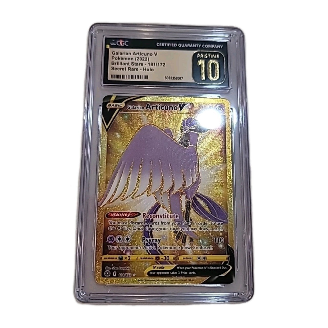 POKEMON 2022 Galarian Articuno V Brilliant Stars 181/172 CGC Pristine 10