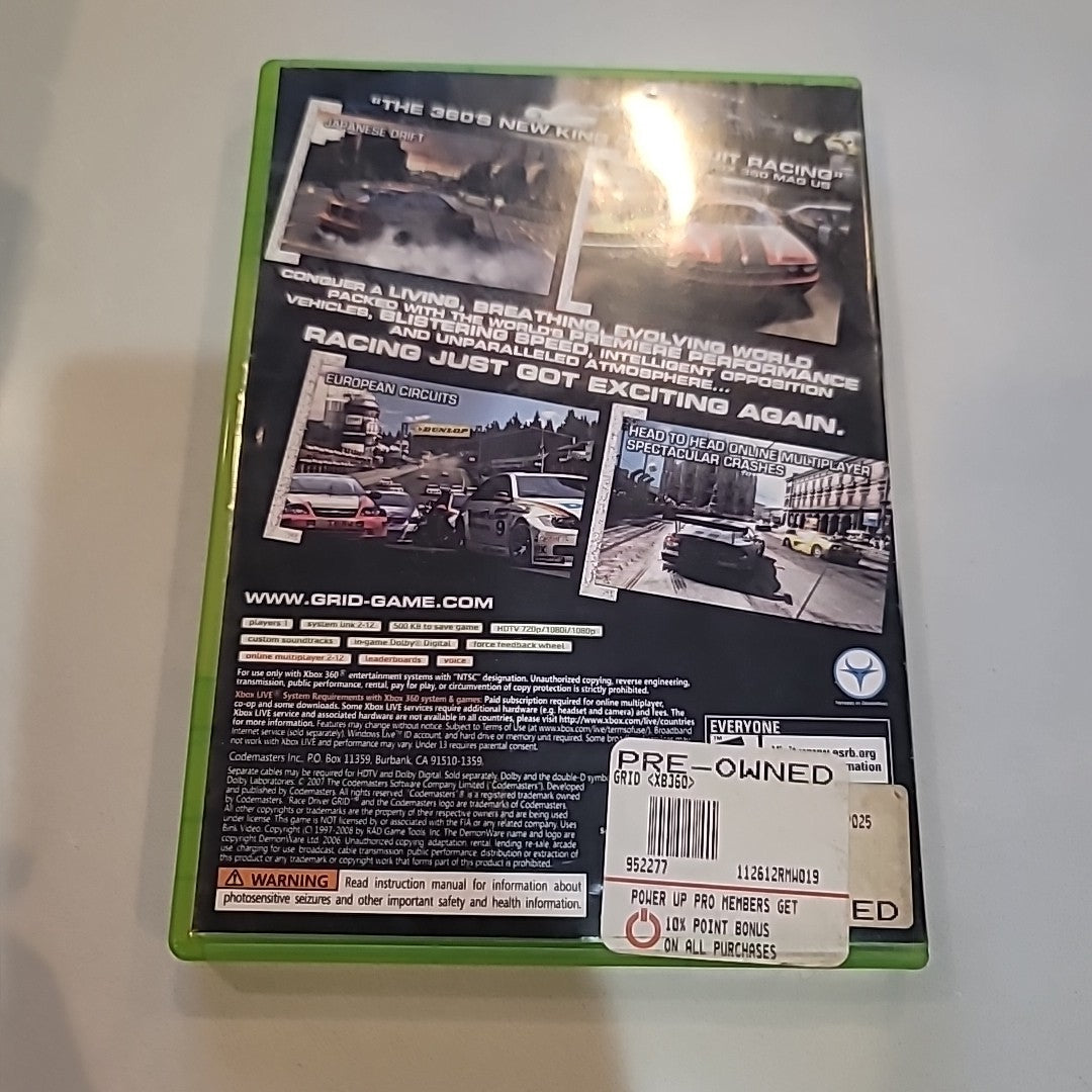 Grid (Xbox 360, 2008) GOOD, NO MANUAL, Fast Shipping!
