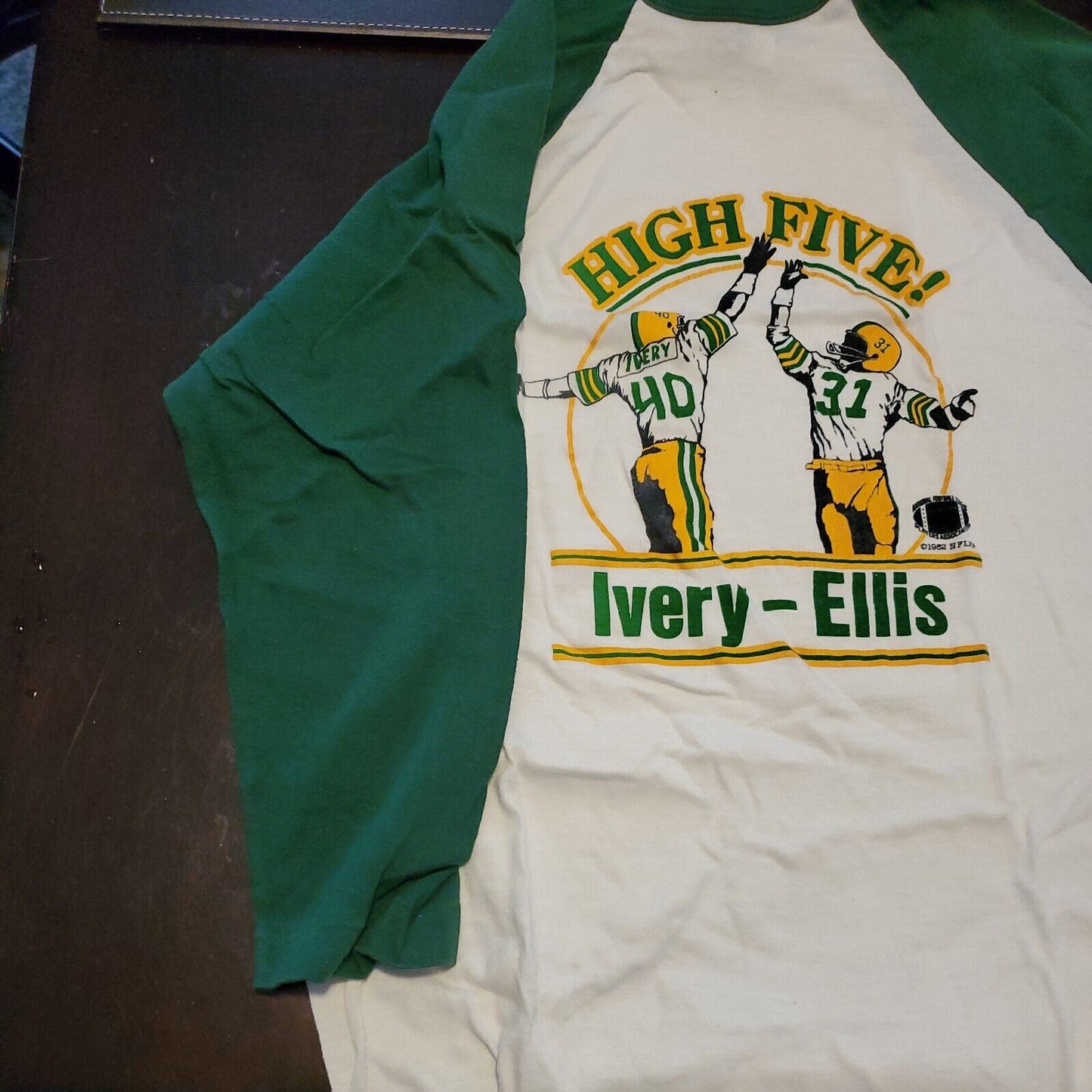 Vintage High Five Green Bay Packers 3/4 Sleeve Shirt Large 1982