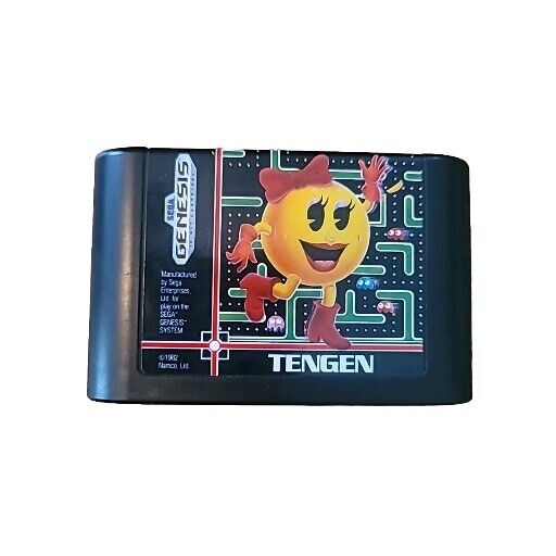 MS. PAC-MAN SEGA GENESIS NO MANUAL TESTED RETRO VIDEO GAME TENGEN