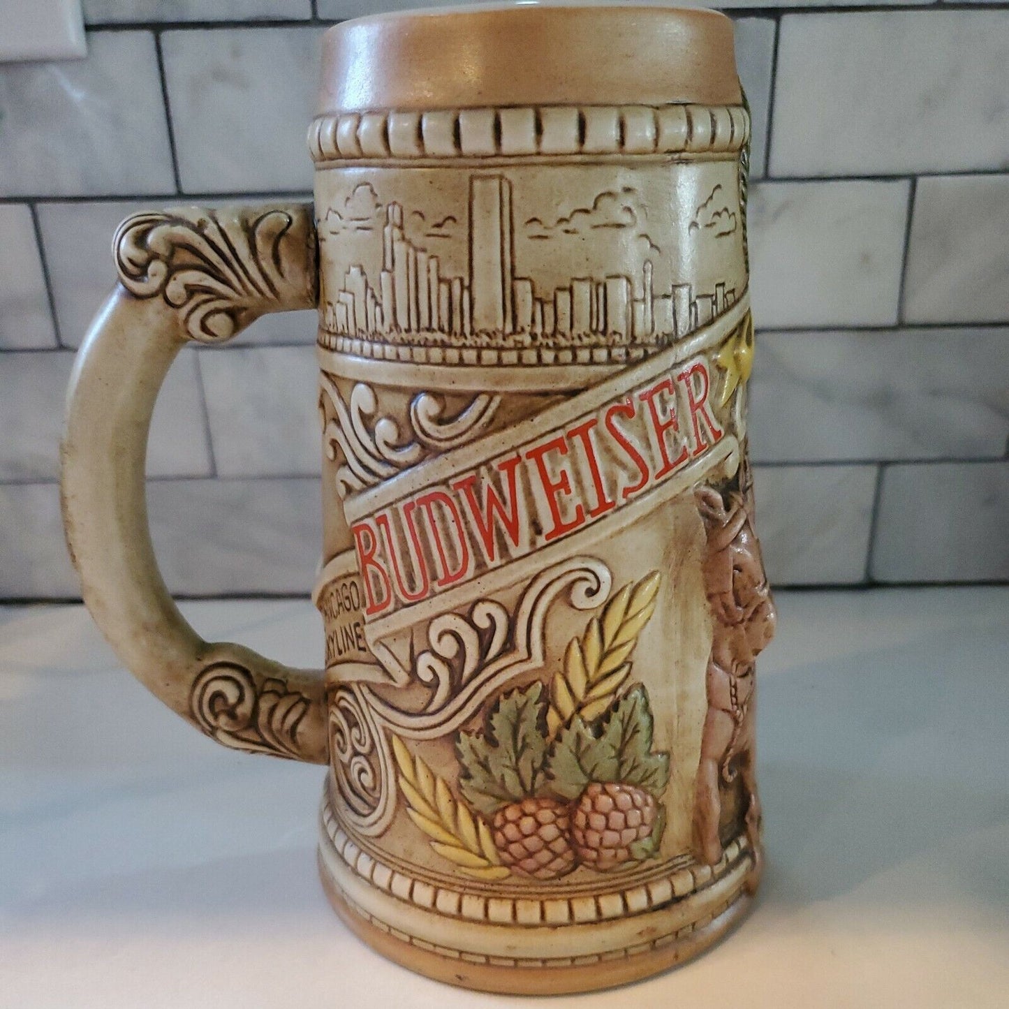 Vintage Collectible Budweiser Chicago Skyline 1980 Beer Stein Mug