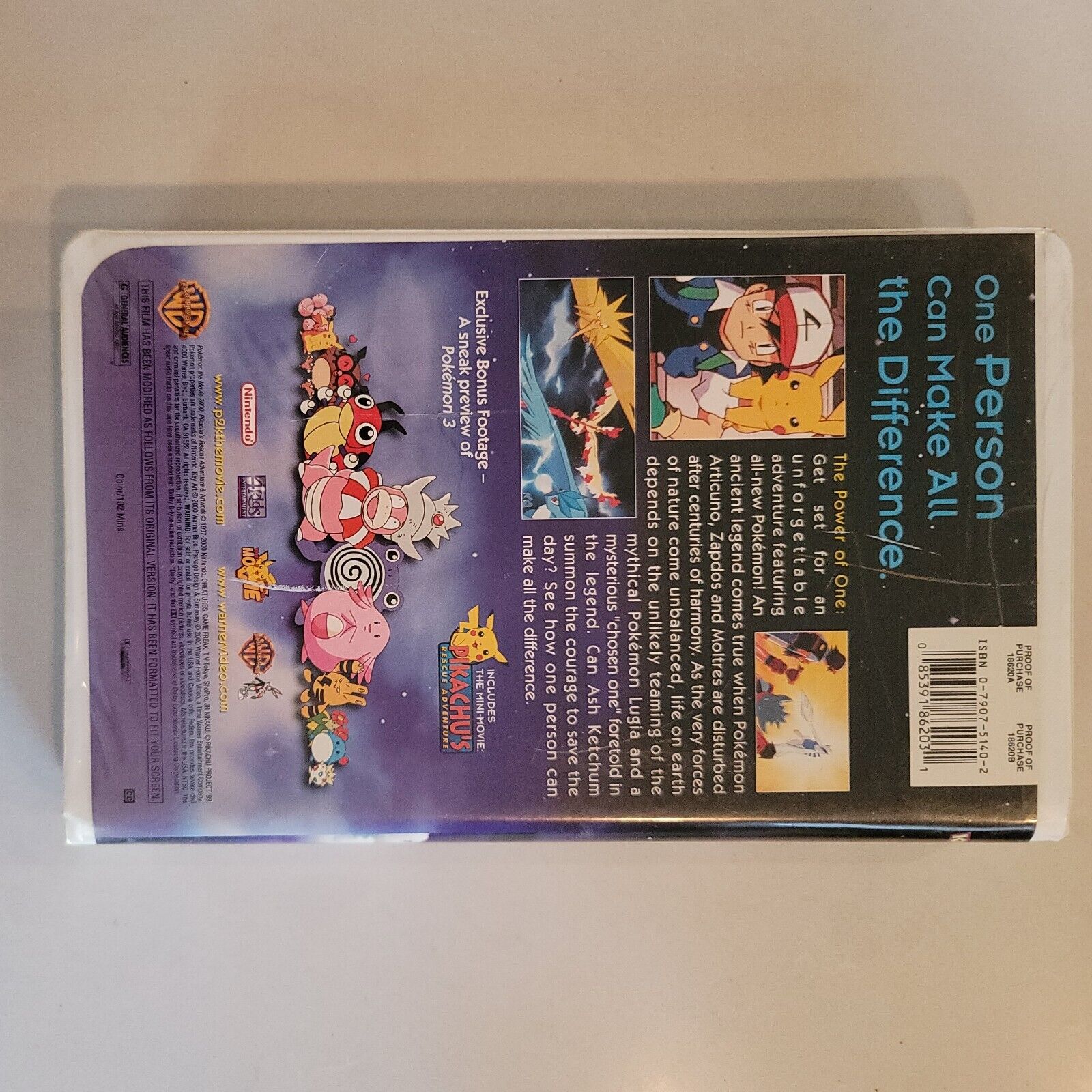 Vintage Pokemon Card Game the Movie 2000 VHS Clamshell Very Good Condition BB1