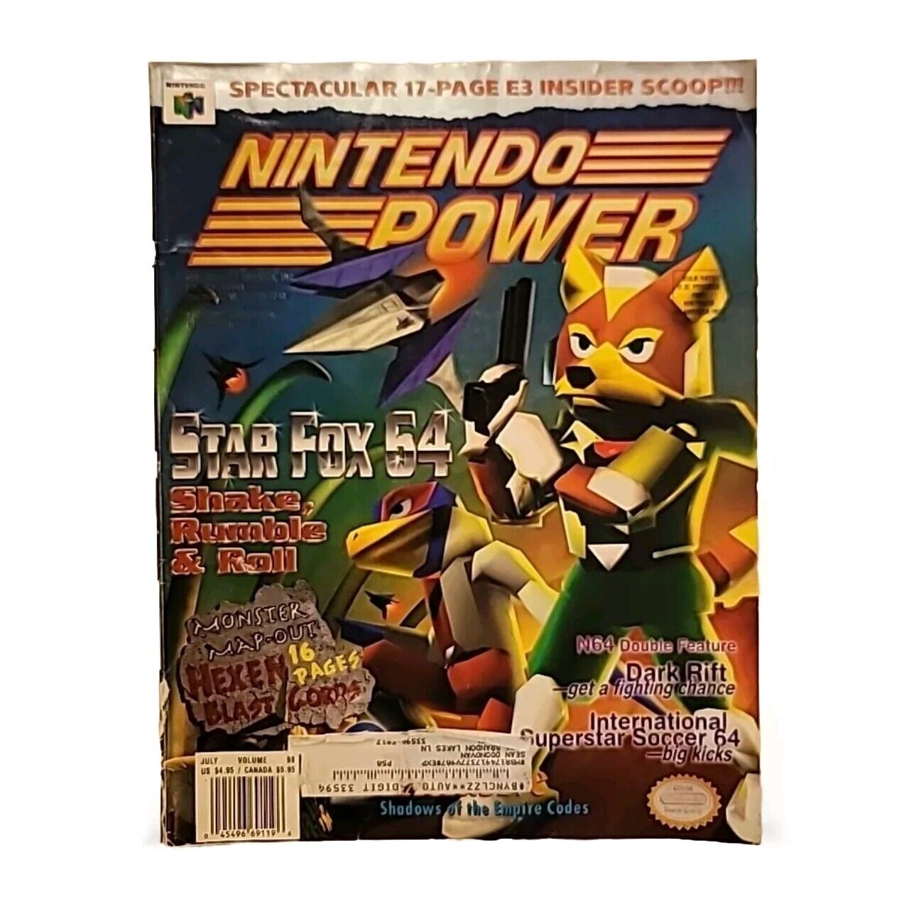 Nintendo Power Volume 98 Star Fox w Ken Griffey Jr Seattle Mariner Poster Insert