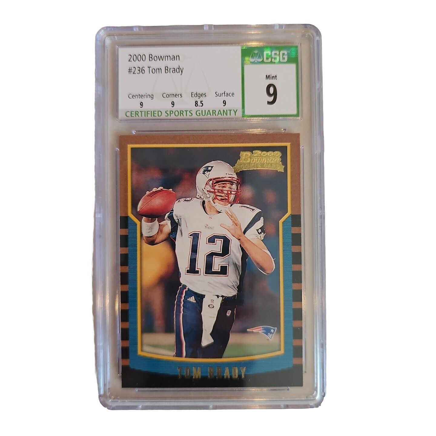 Tom Brady 2000 Bowman RC #236 CSG 9 Mint