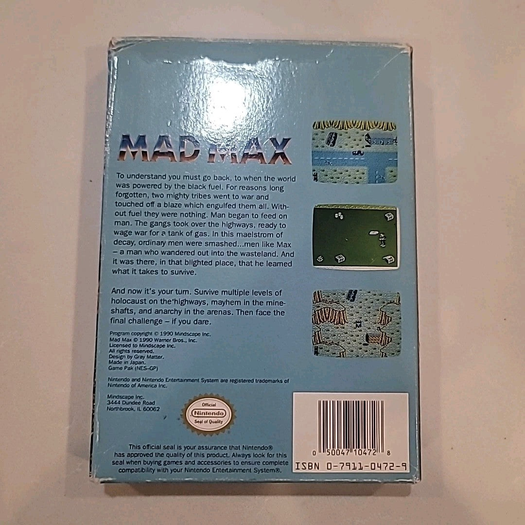 Mad Max Nintendo NES Complete Game with Box and Manual Plastic Sleeve