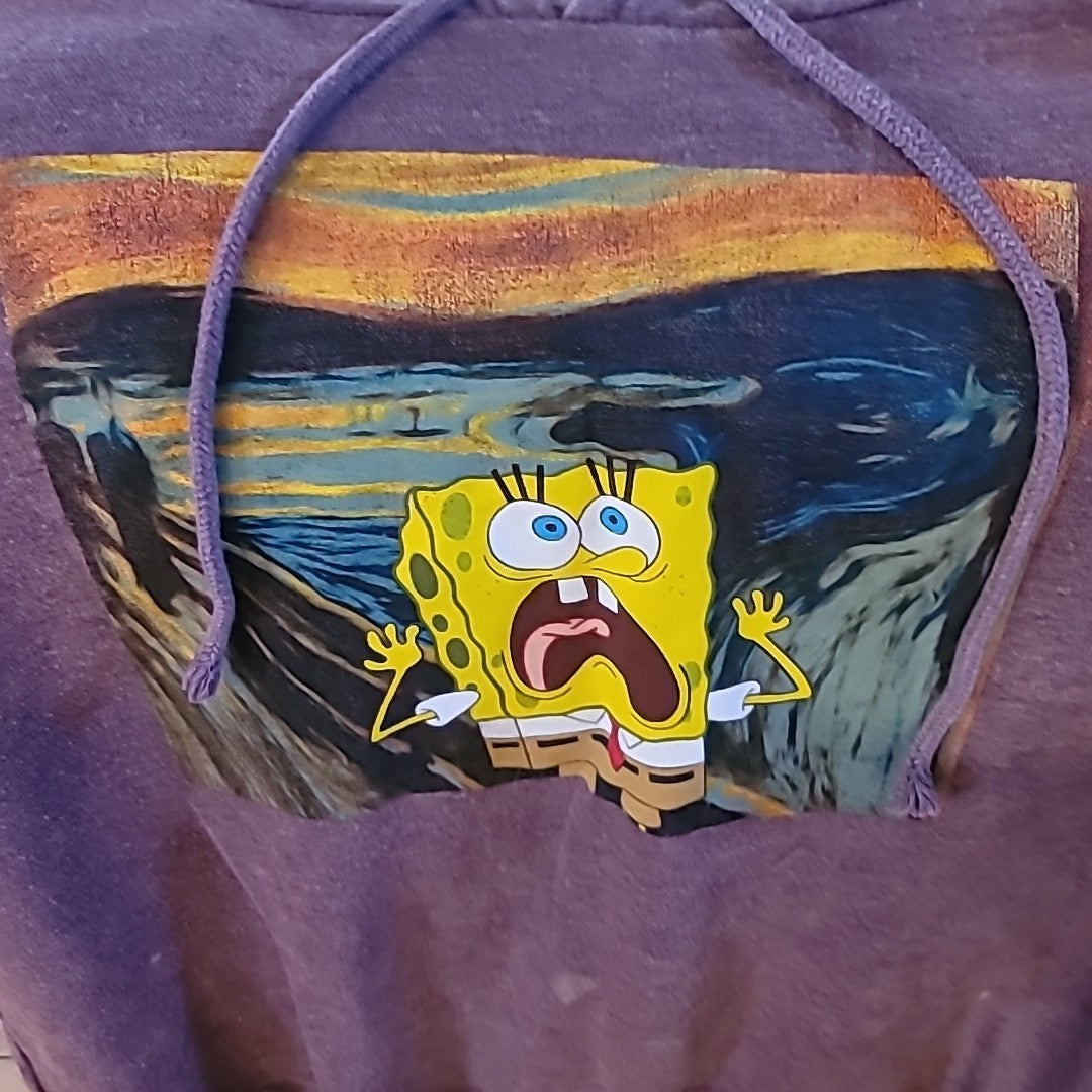 Nickelodeon SpongeBob Squarepants Women's Hoodie Size L Acid Wash Purple