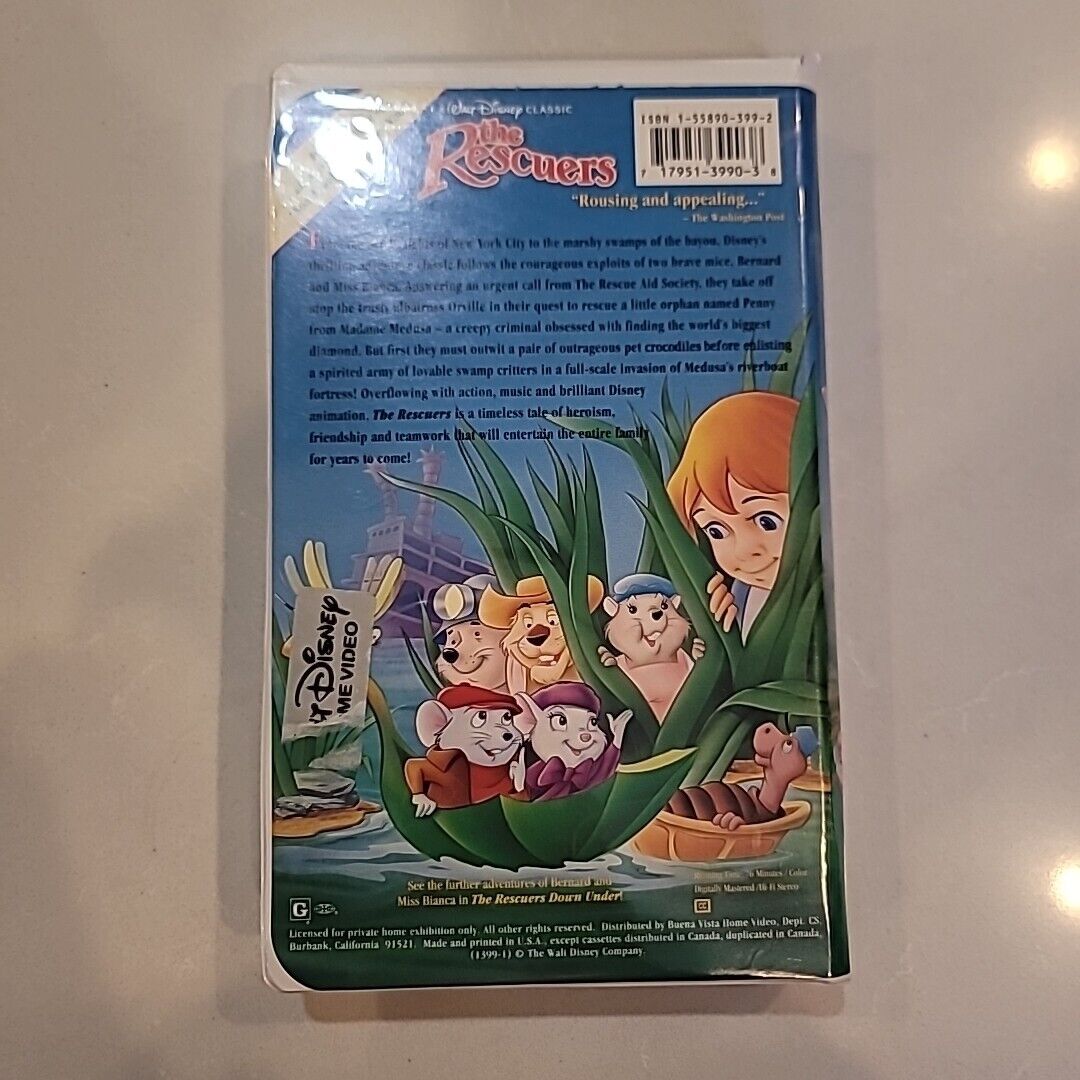 Disney's The Rescuers (VHS, 1992)Black Diamond in case Tested