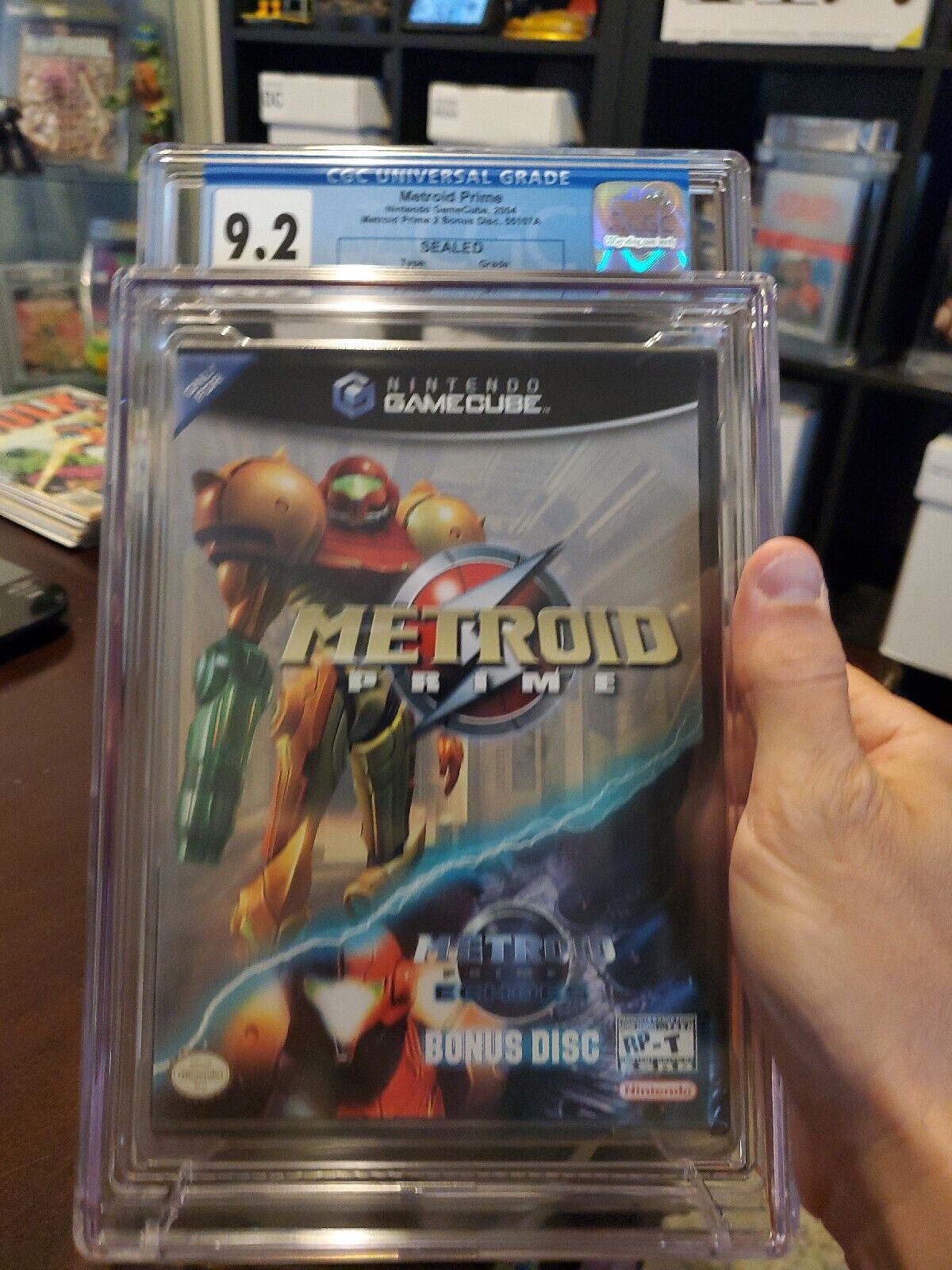 2004 Nintendo Gamecube Metroid Prime w/ Echoes Bonus Disc WATA CGC 9.2 A+ Seal