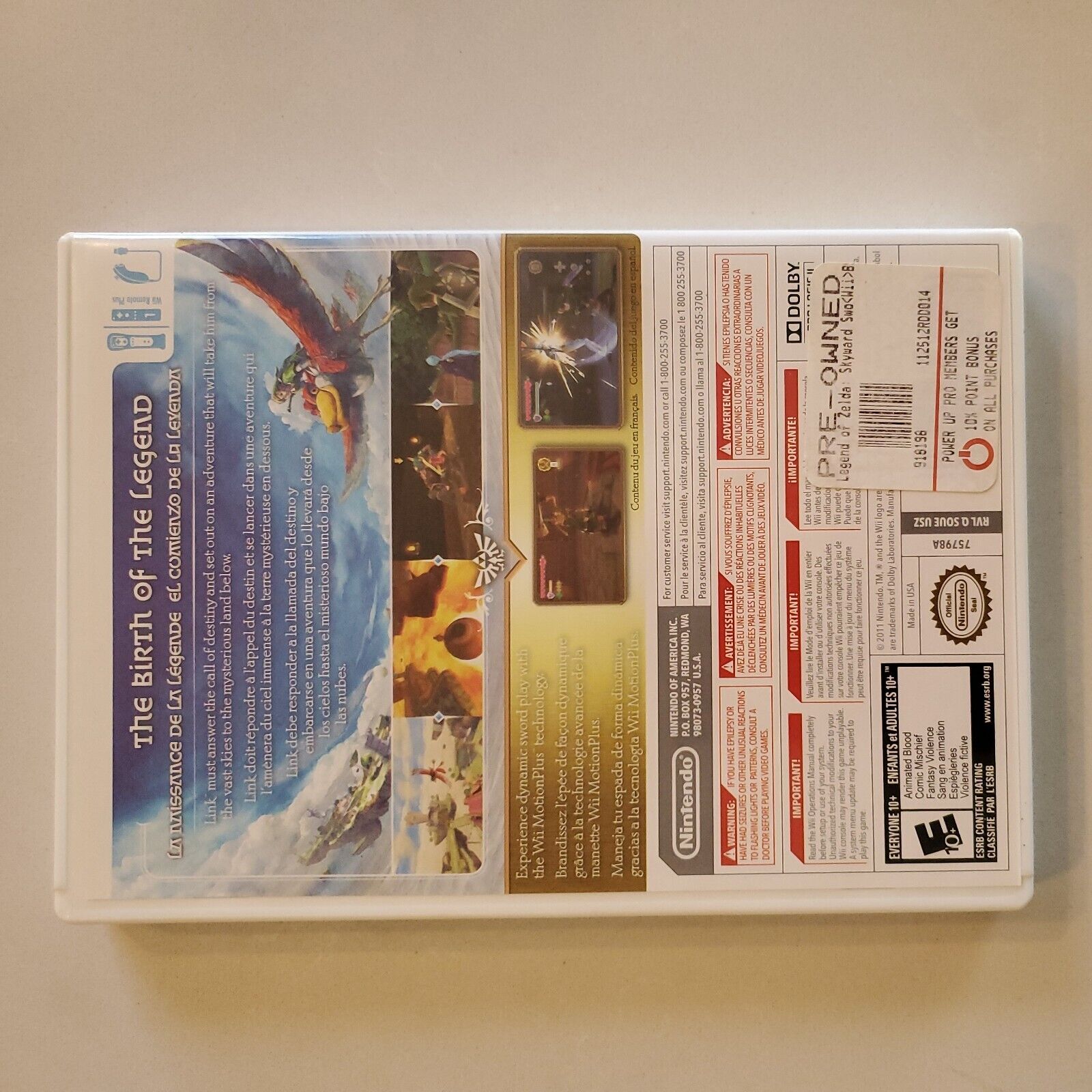 The Legend of Zelda: Skyward Sword (Nintendo Wii, 2011). Complete set.