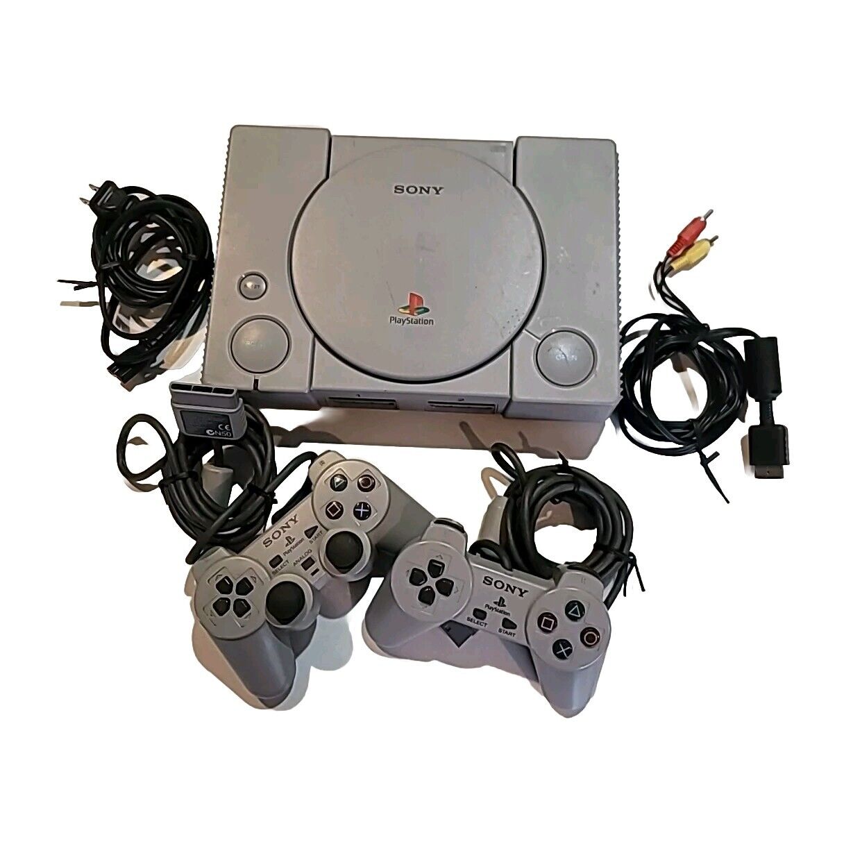 Sony PlayStation 1 PS1 SCPH-1001 Console System Bundle 2 Controllers TESTED