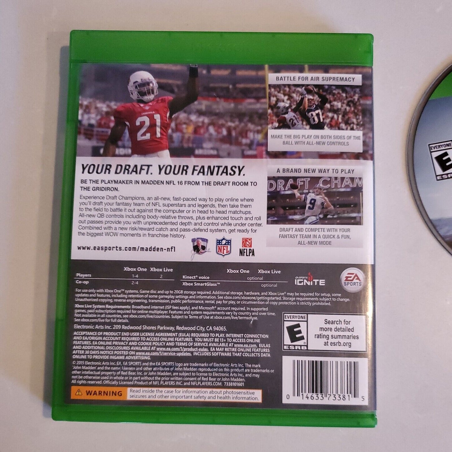 Madden NFL 16 (Microsoft Xbox One, 2015) No Manual SB2