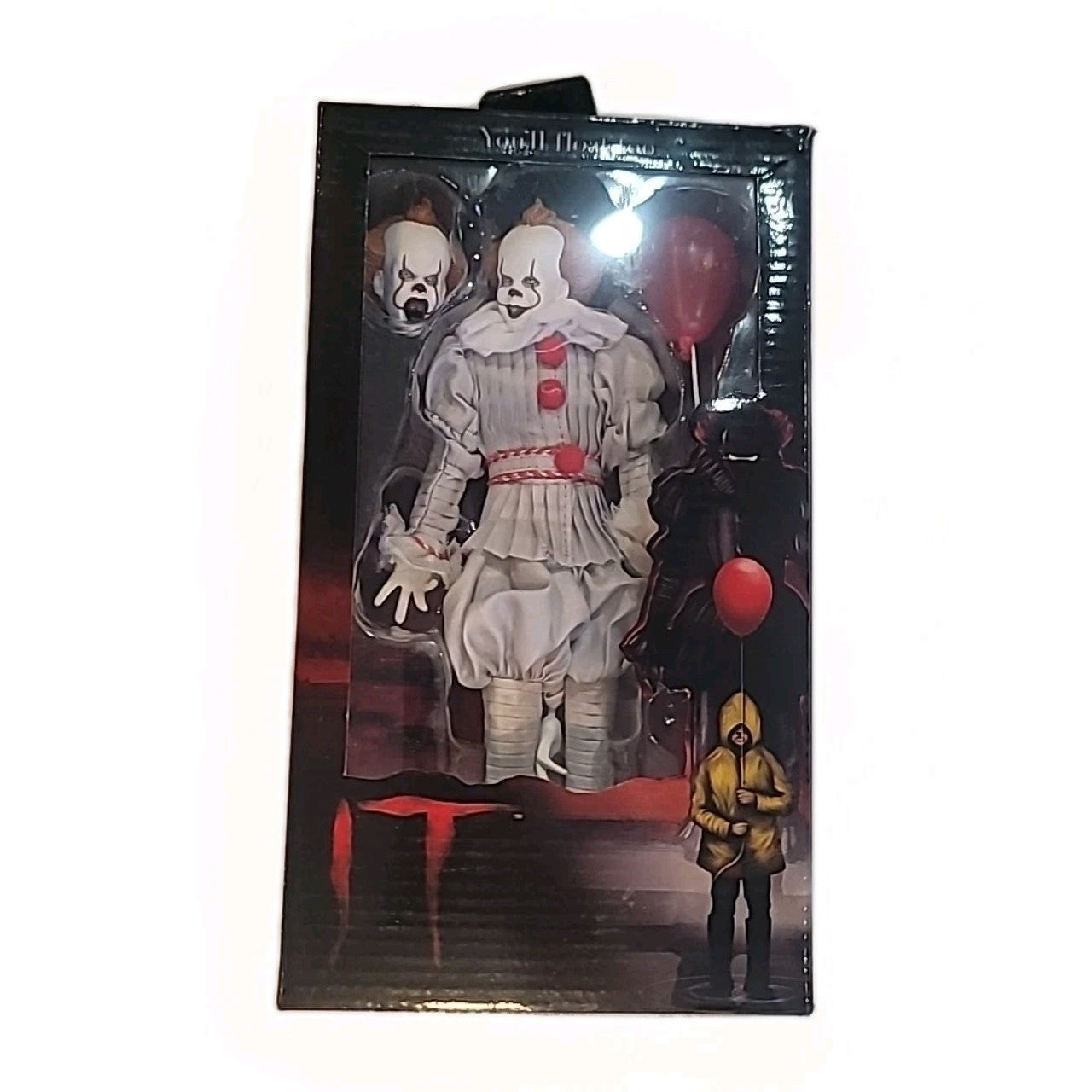 NECA 2017 IT Pennywise RETRO Action Figure 8" Clothed Reel Toys 2017 IT Movie