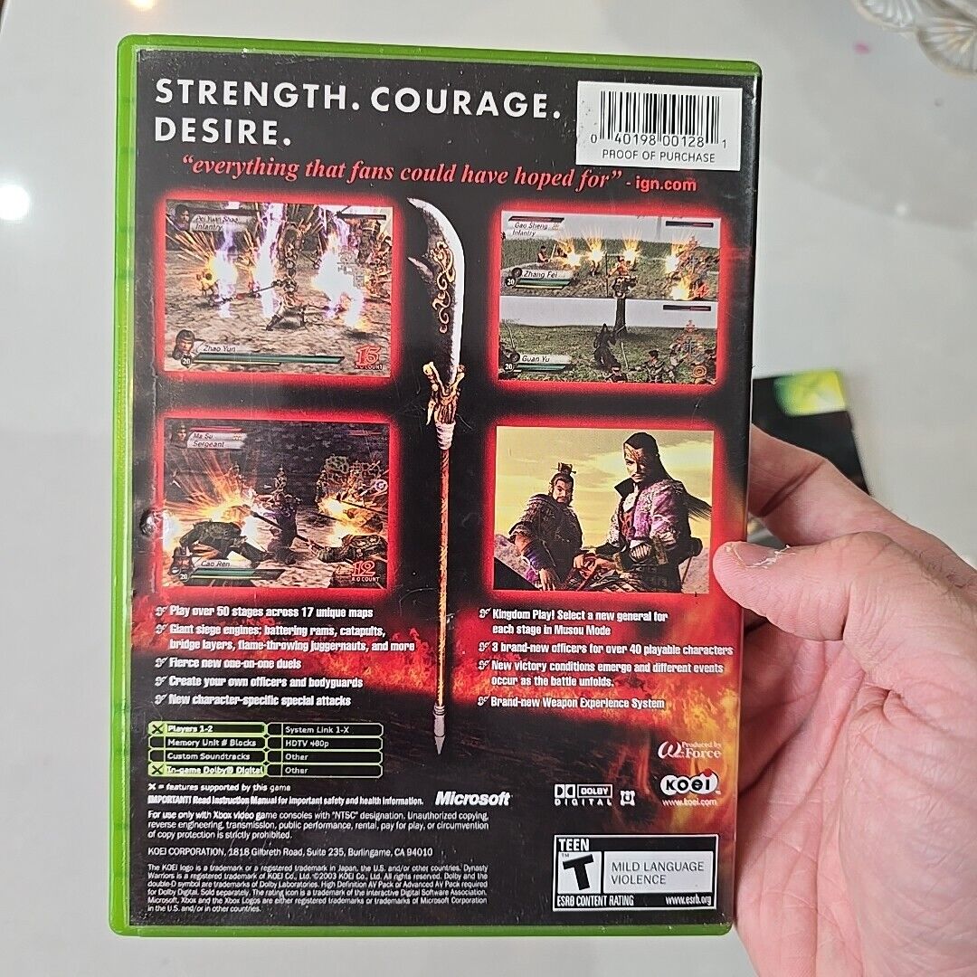 Dynasty Warriors 4 (Microsoft Xbox, 2003) CIB COMPLETE WITH REGISTRATION TESTED