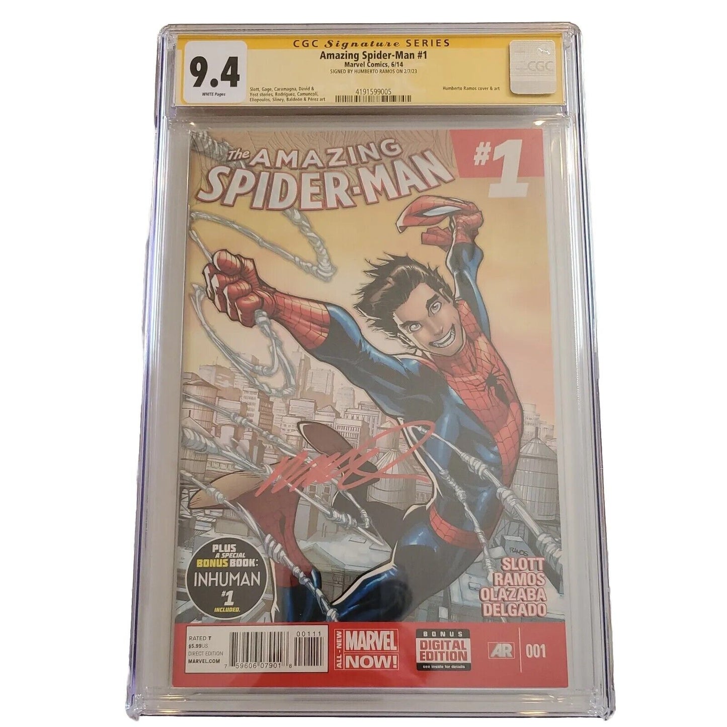 Amazing Spider-Man #1 CGC 9.4 SS 1st Cindy Moon SILK 2014 HUMBERTO RAMOS COVER