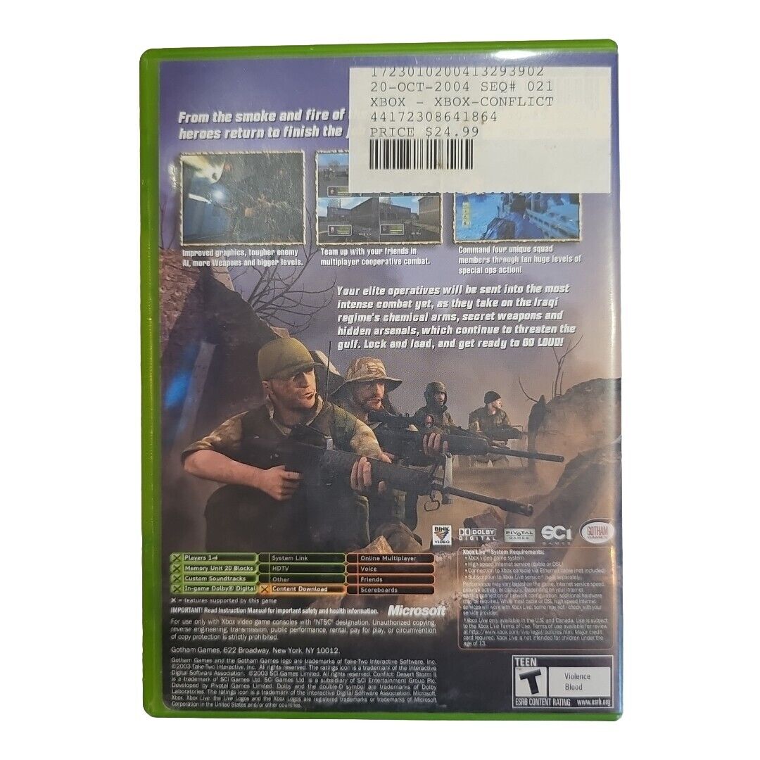 Conflict: Desert Storm II 2 Back to Baghdad (Microsoft Xbox, 2003)