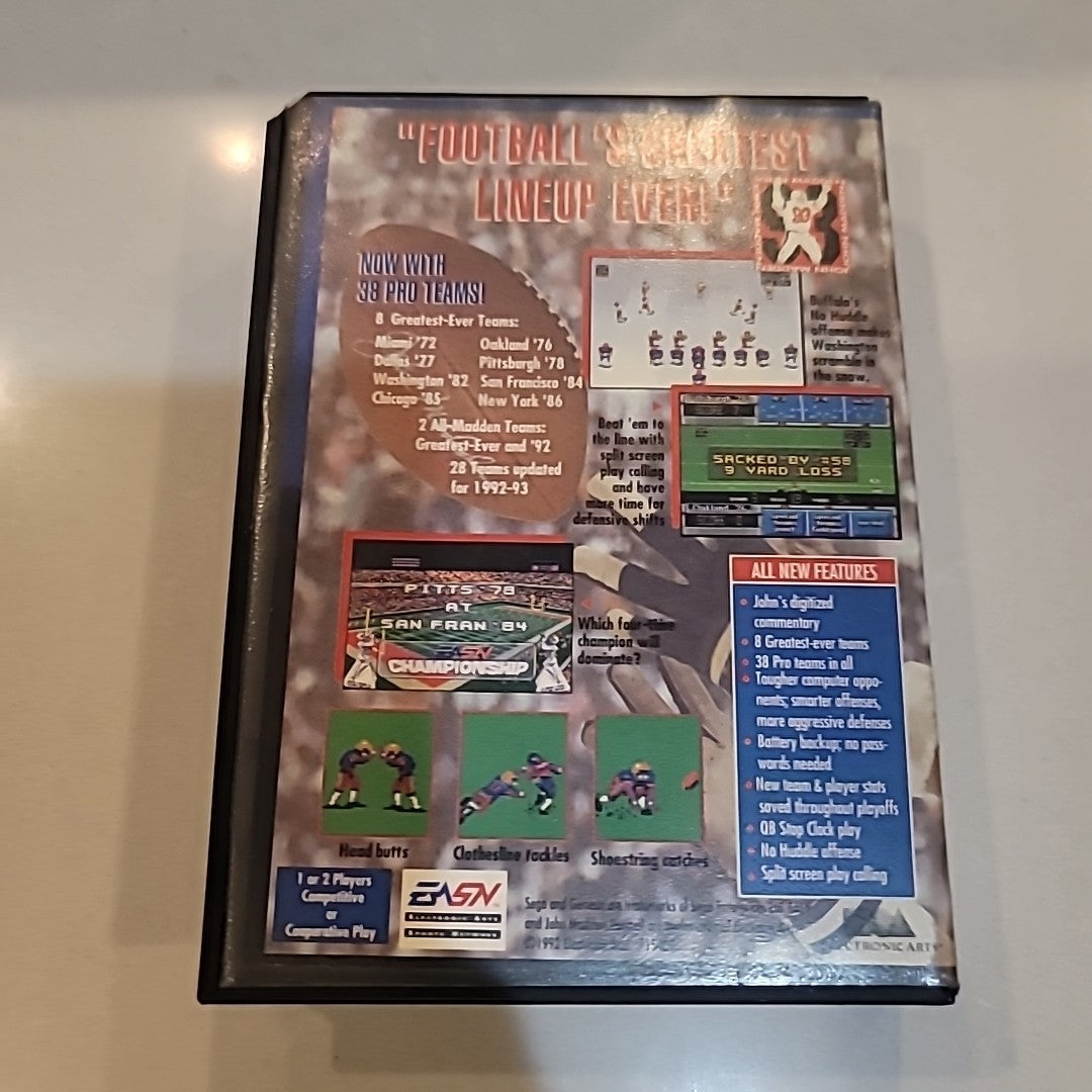Madden NFL '94 (Sega Genesis, 1993)  Poster Included, No Manual 