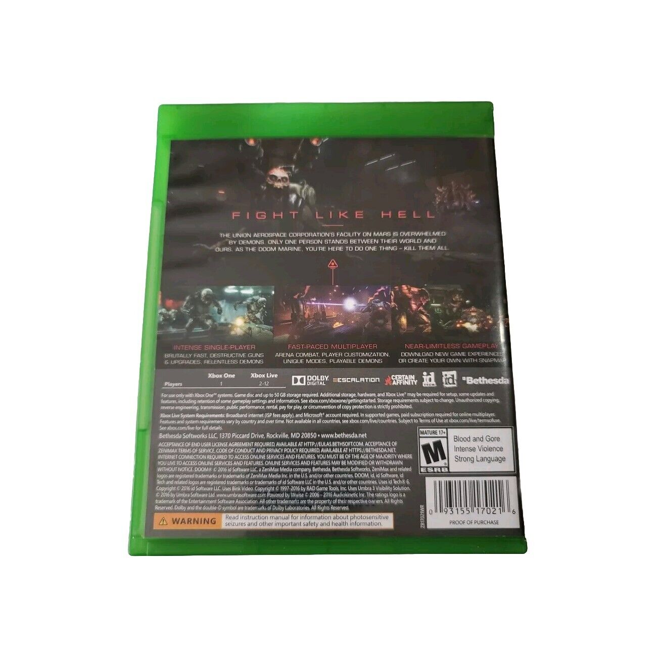 Doom Microsoft Xbox One Preowned Complete