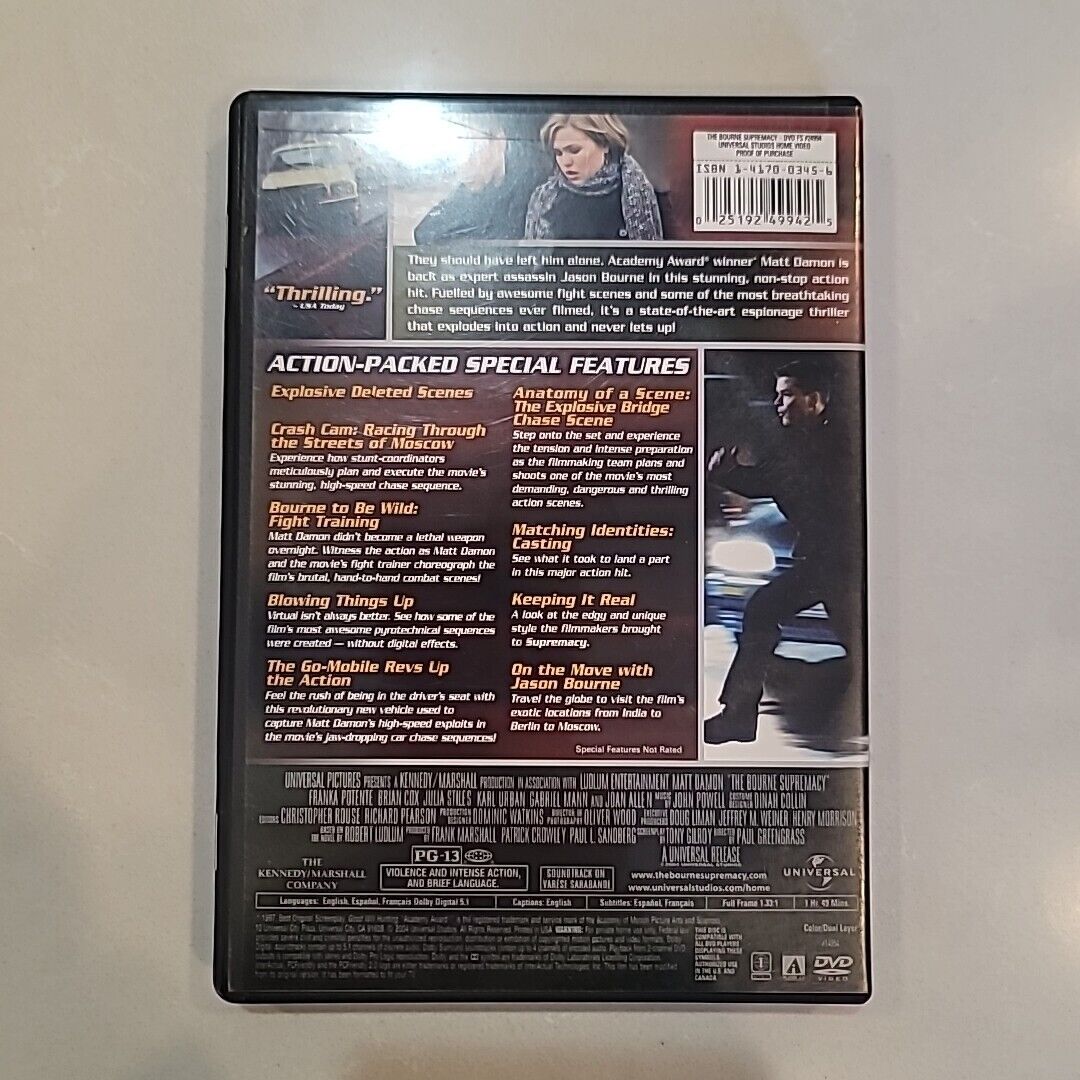The Bourne Supremacy (Full Screen Edition) - Action,Mystery,Thriller Matt Damon