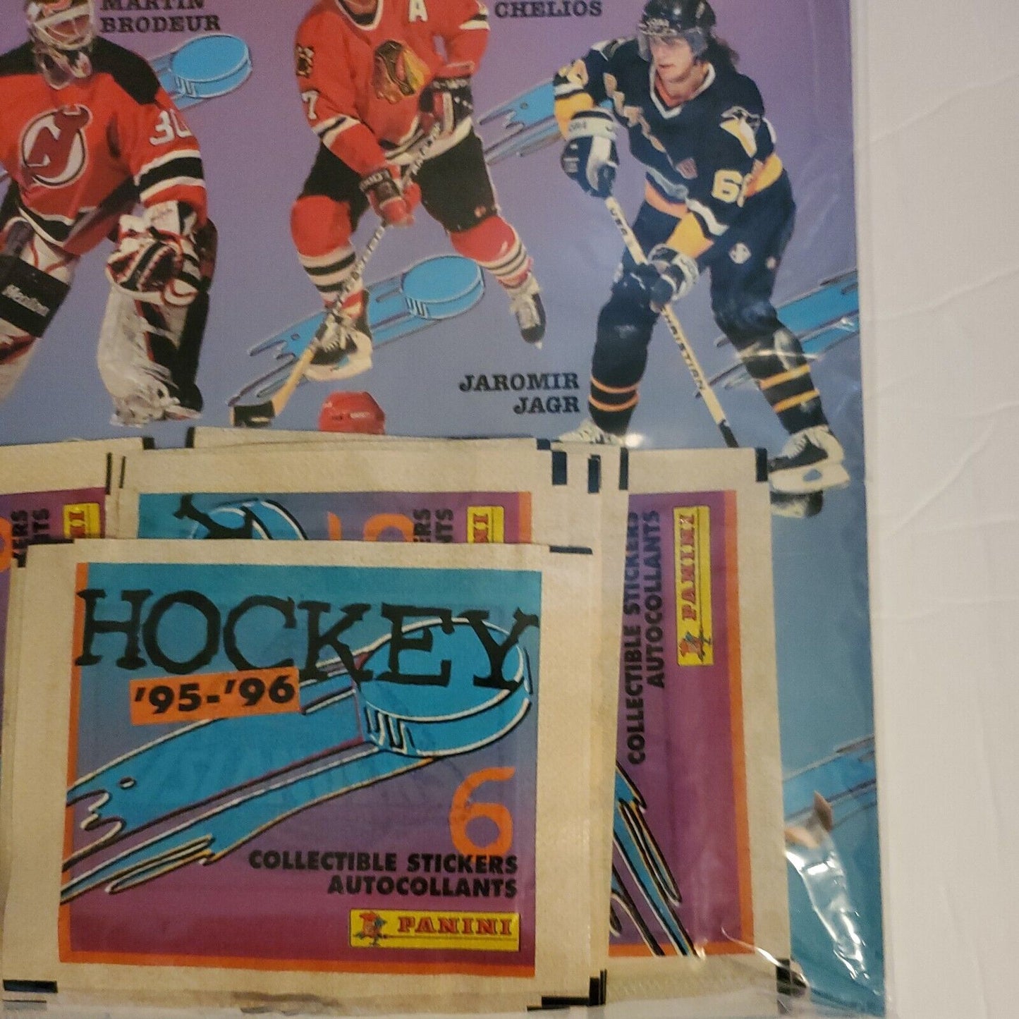 1995-96 Panini NHL Sticker Starter Set Album + 60 Stickers Factory Sealed