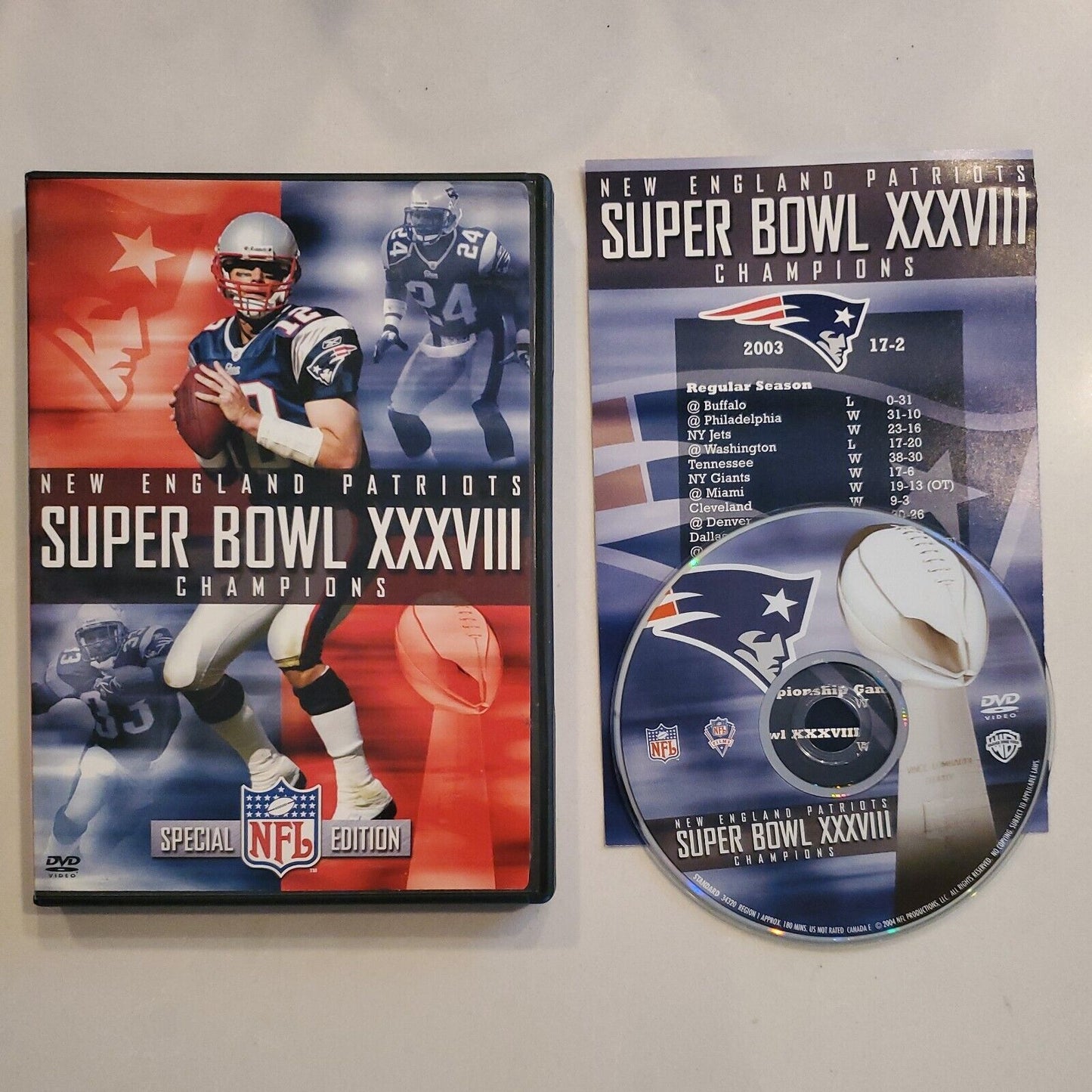 NEW ENGLAND PATRIOTS SUPER BOWL XXXIX 38 CHAMPIONS SPECIAL EDITION DVD SB8