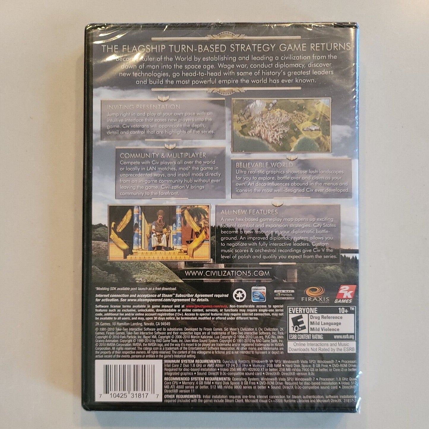 Sid Meier's Civilization V (PC Game DVD-ROM, 2010) NEW SEALED BB3