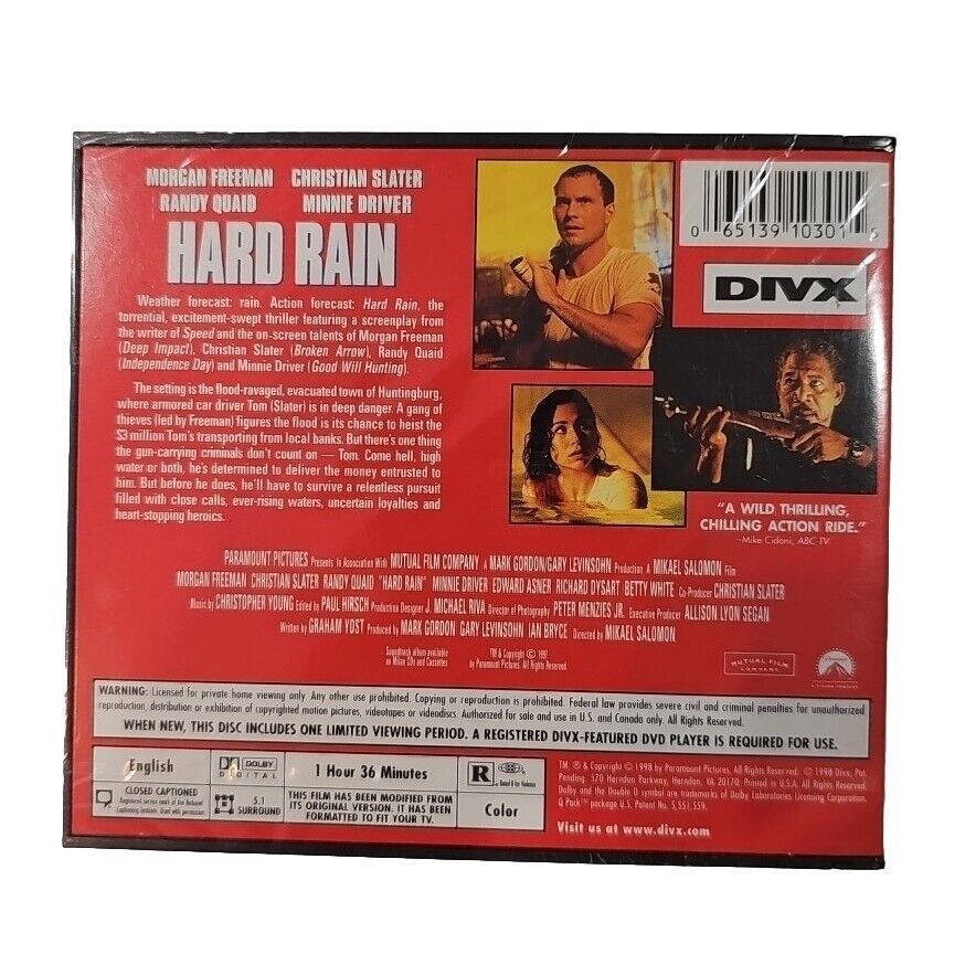 Hard Rain (DivX, 1998) Paramount Morgan Freeman SEALED