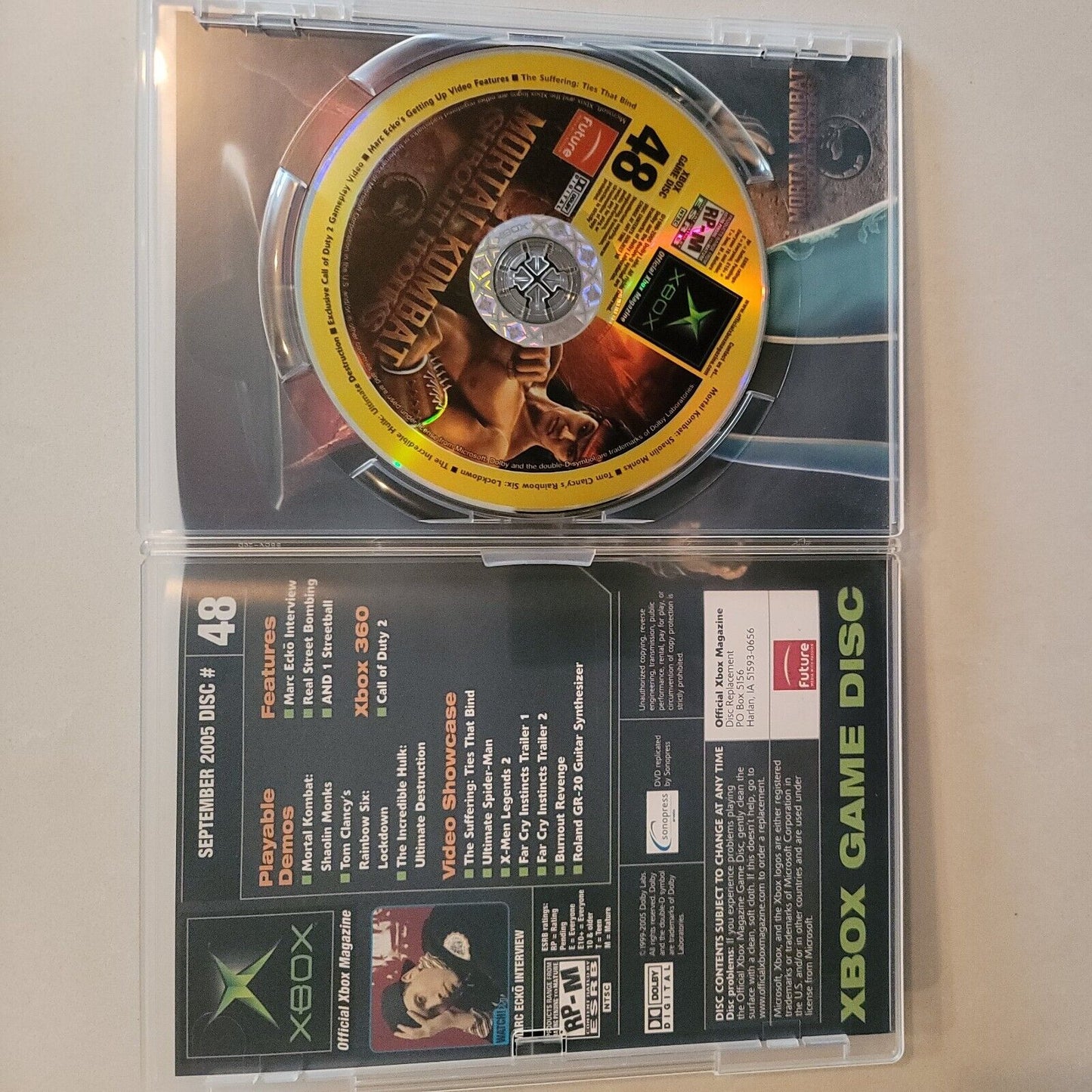 Xbox Demo Disc #48 September 2005, Mortal Kombat Shaolin Monks, Rainbow 6 SB8