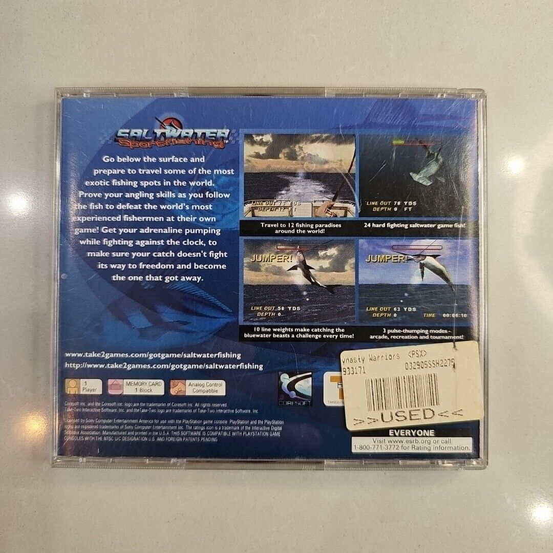 Saltwater Sportfishing (PlayStation 1, 2001) Complete Tested Working - Free Ship