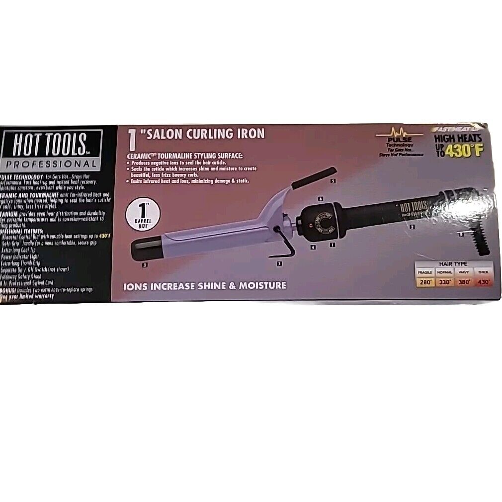 Hot Tools Professional 1'' Salon Curling Iron Wand Ceramic Tourmaline NEW