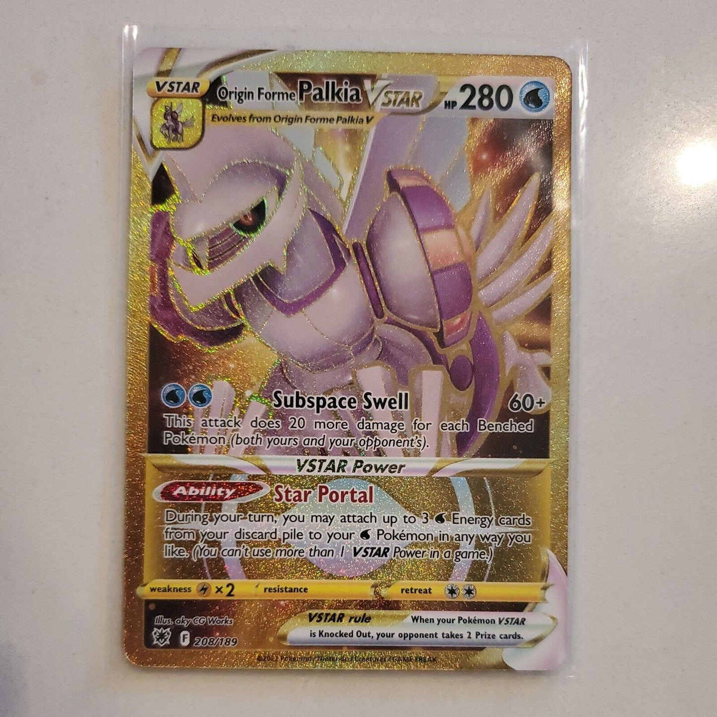 Pokemon Astral Radiance Origin Forme Palkia VSTAR 208/189 Gold Secret Rare NM